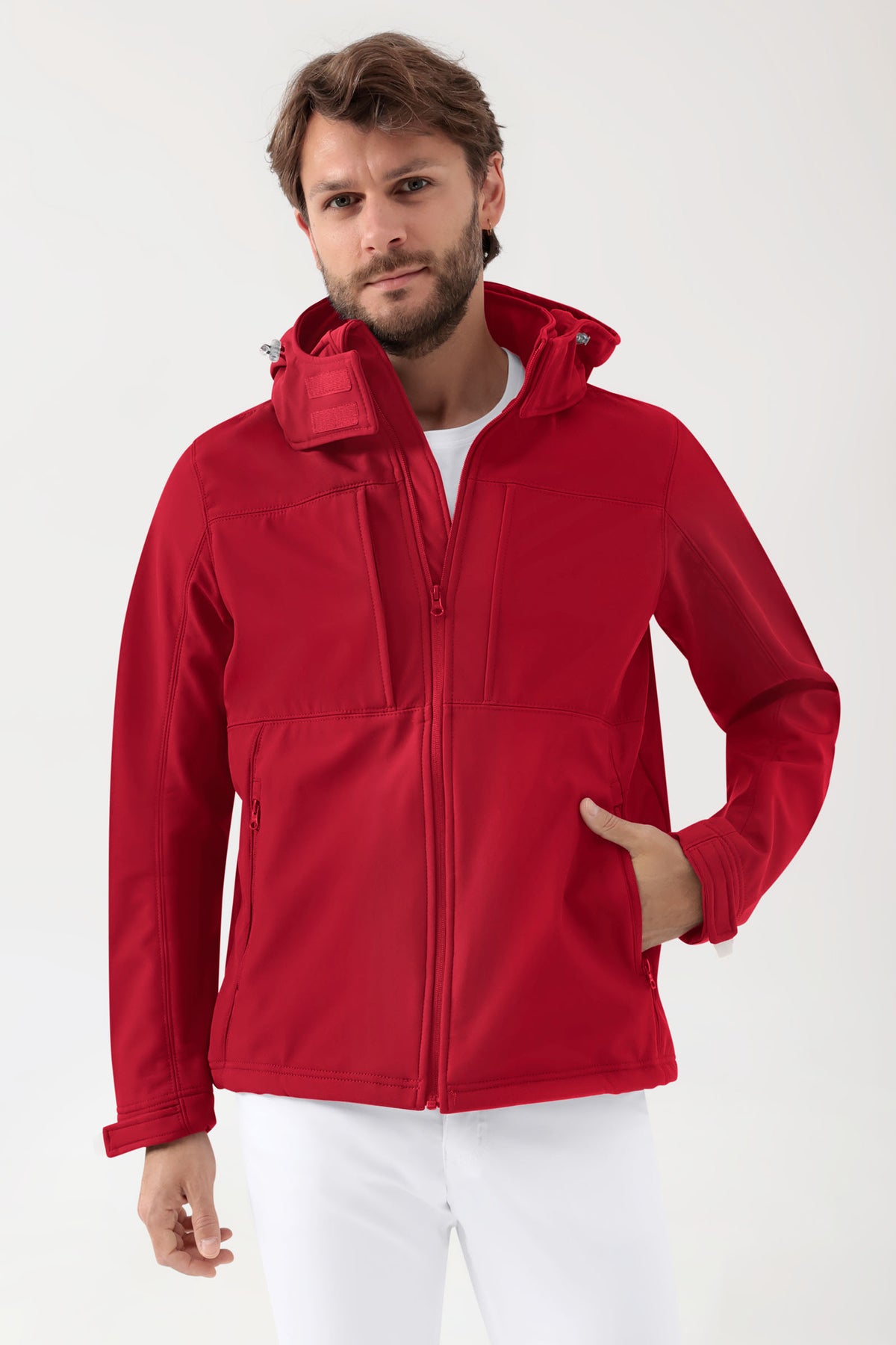 Softshell jas unisex - met capuchon rood