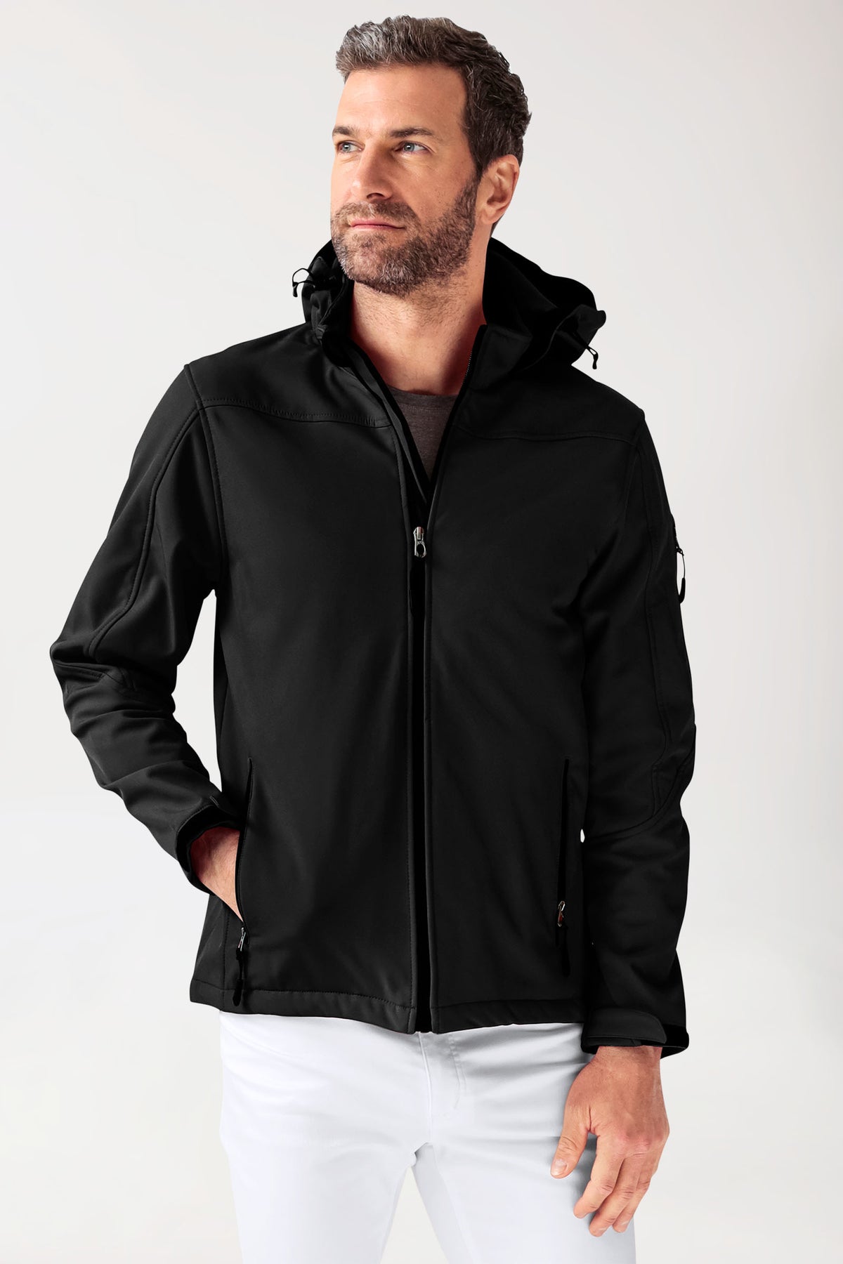 Softshell jassen unisex - met capuchon zwart