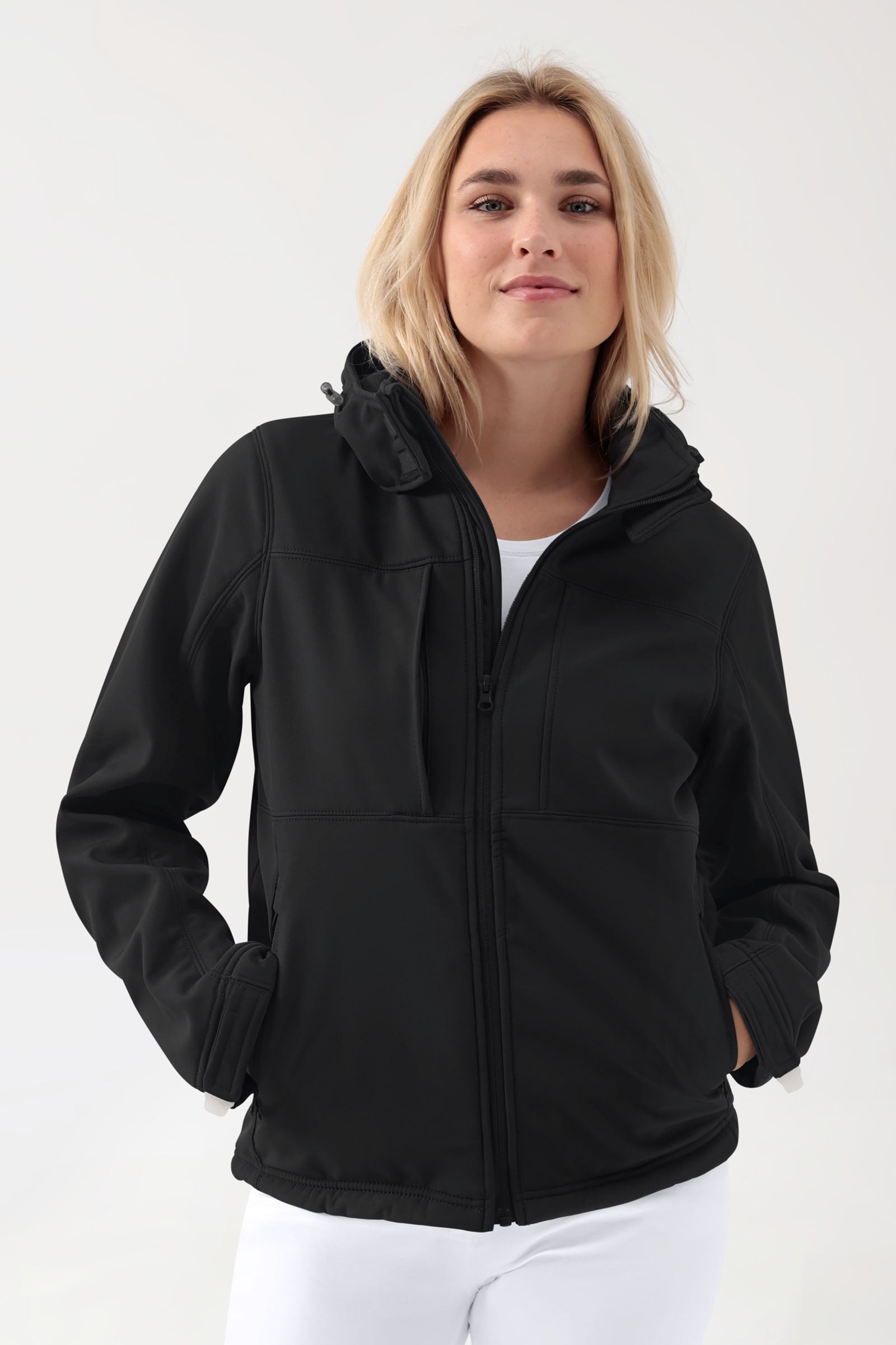 Softshell jassen unisex - met capuchon zwart