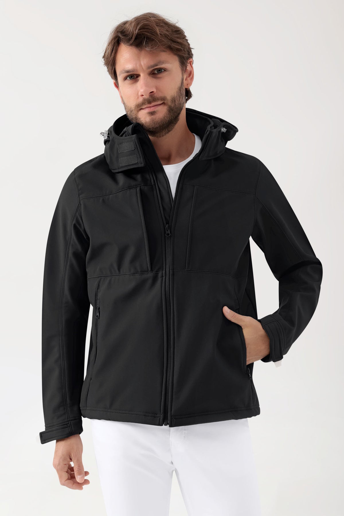 Softshell jassen unisex - met capuchon zwart