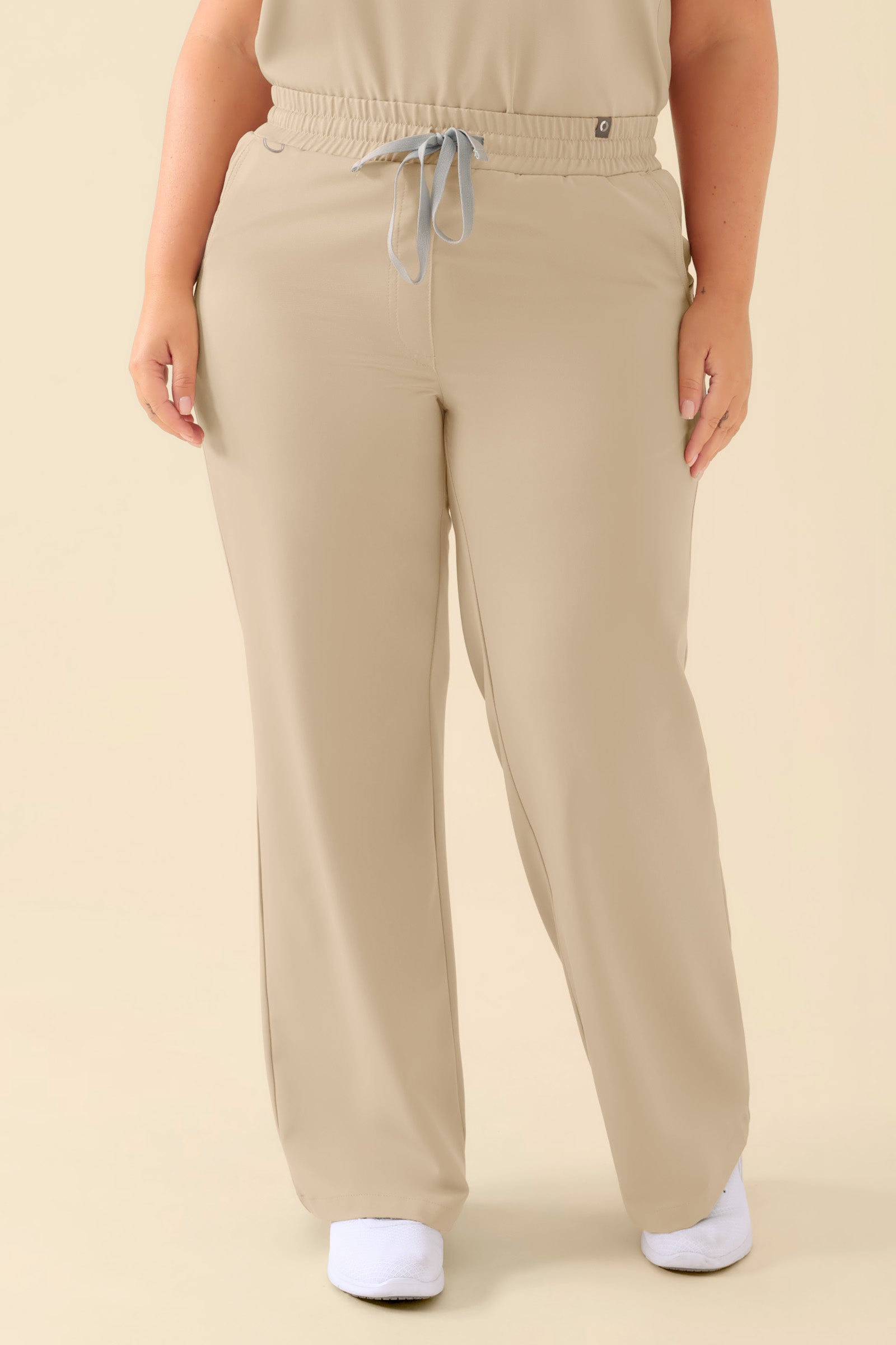 KAERE broek dames - wijd been zand, Voorzijde view