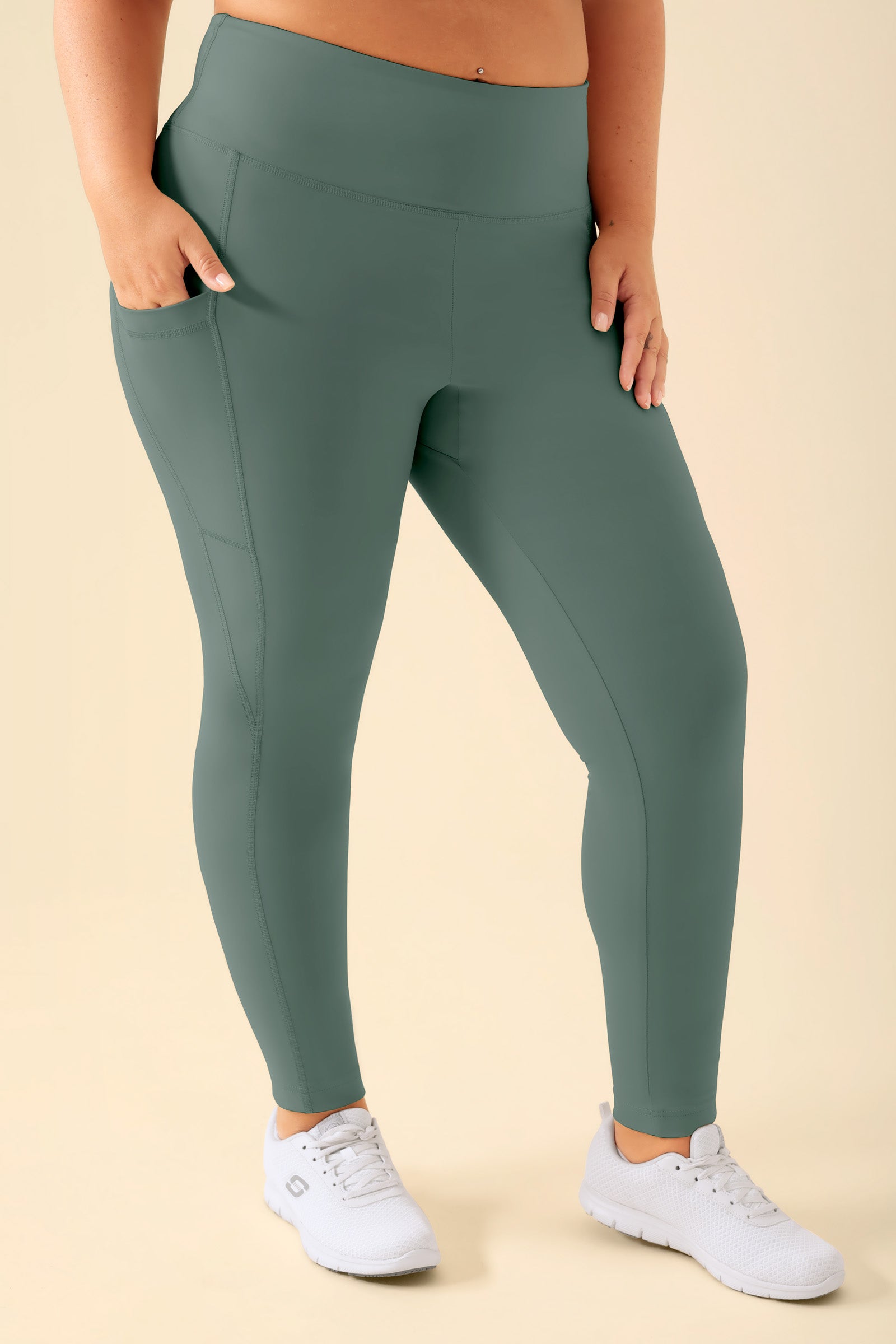 KAERE Leggings dames - super elastisch donkergroen, Voorzijde view