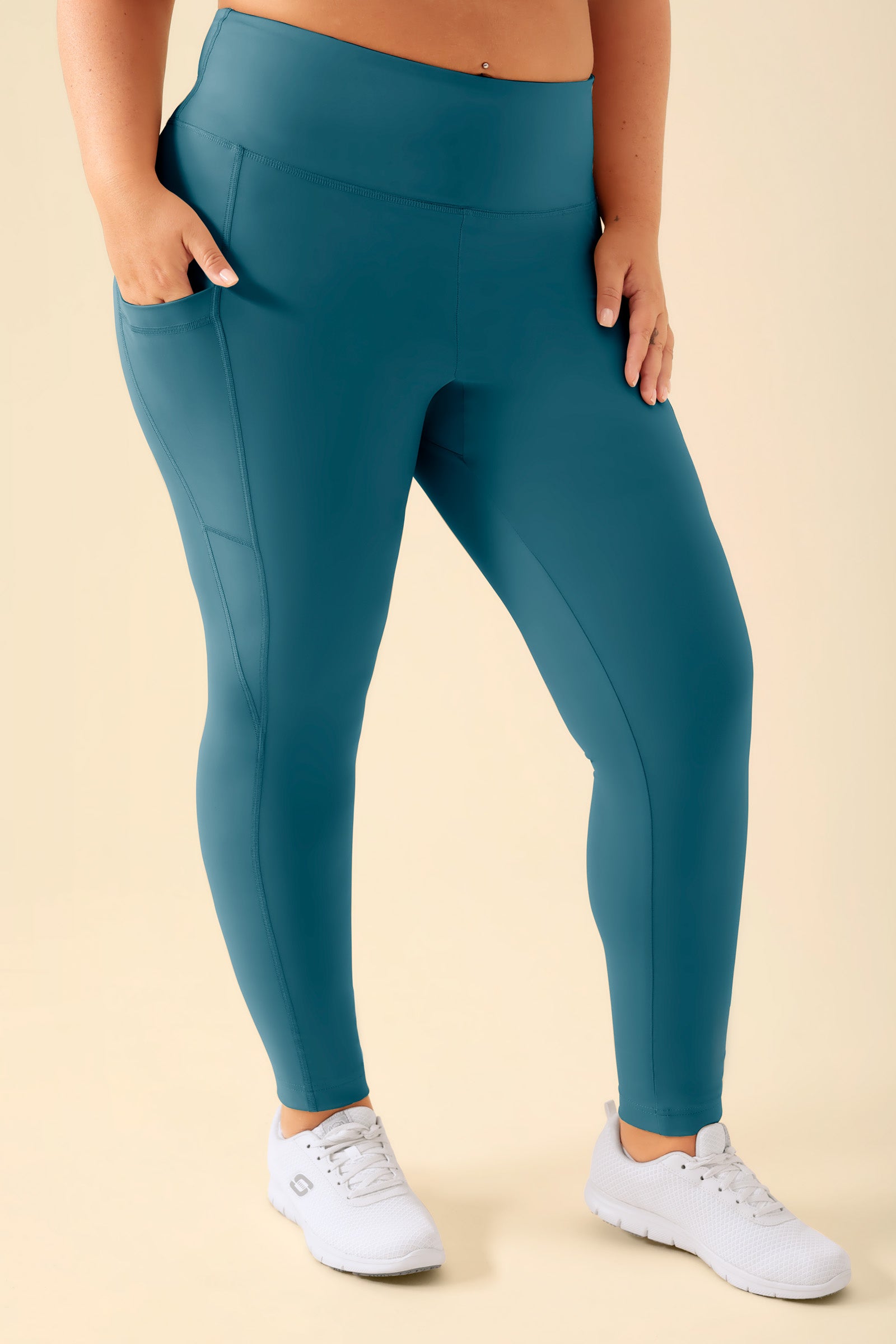 KAERE Leggings dames - super elastisch petrol, Voorzijde view