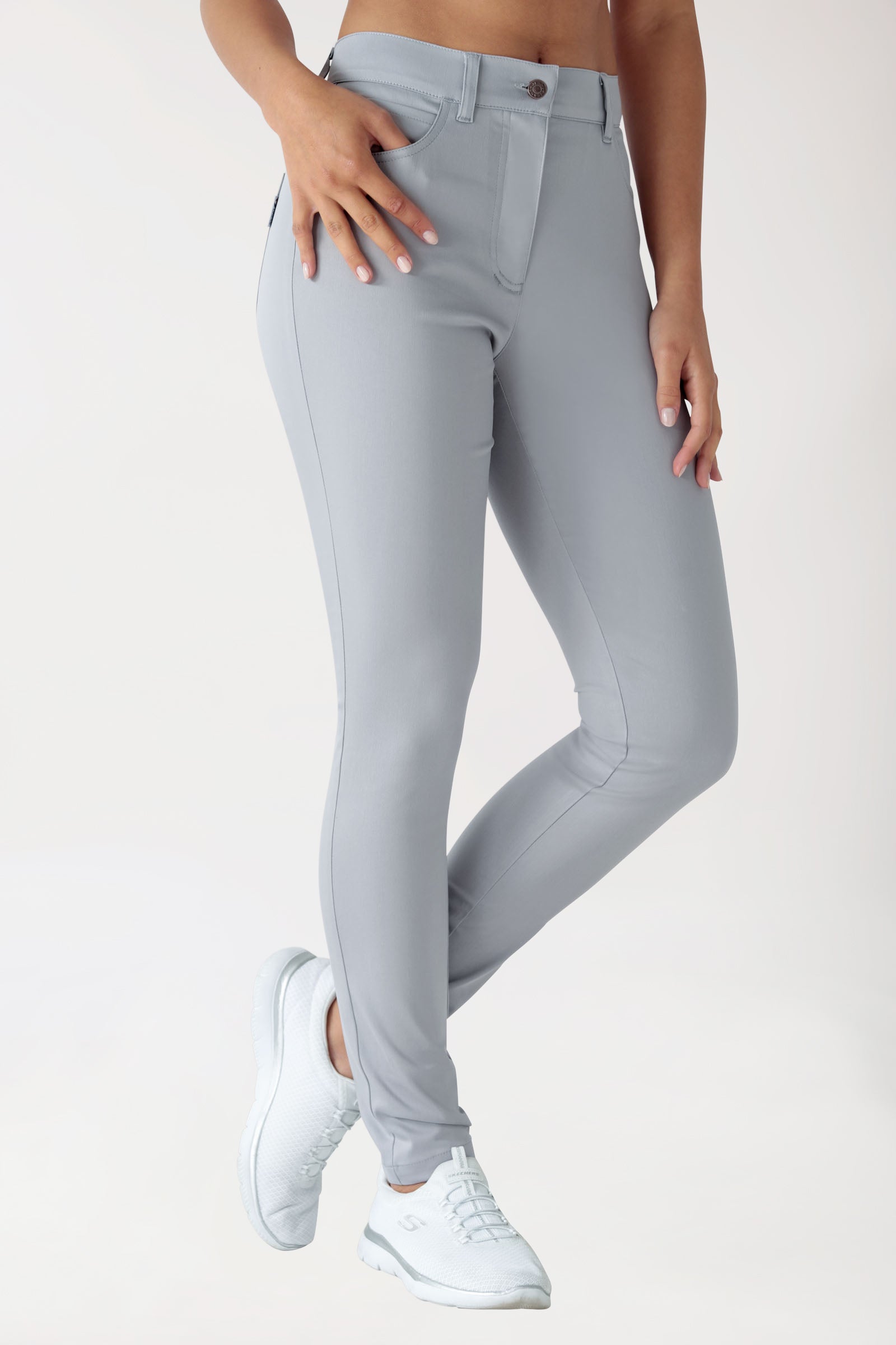 COMFY FLEX 5-pocket broek dames - slanke pijp grijs