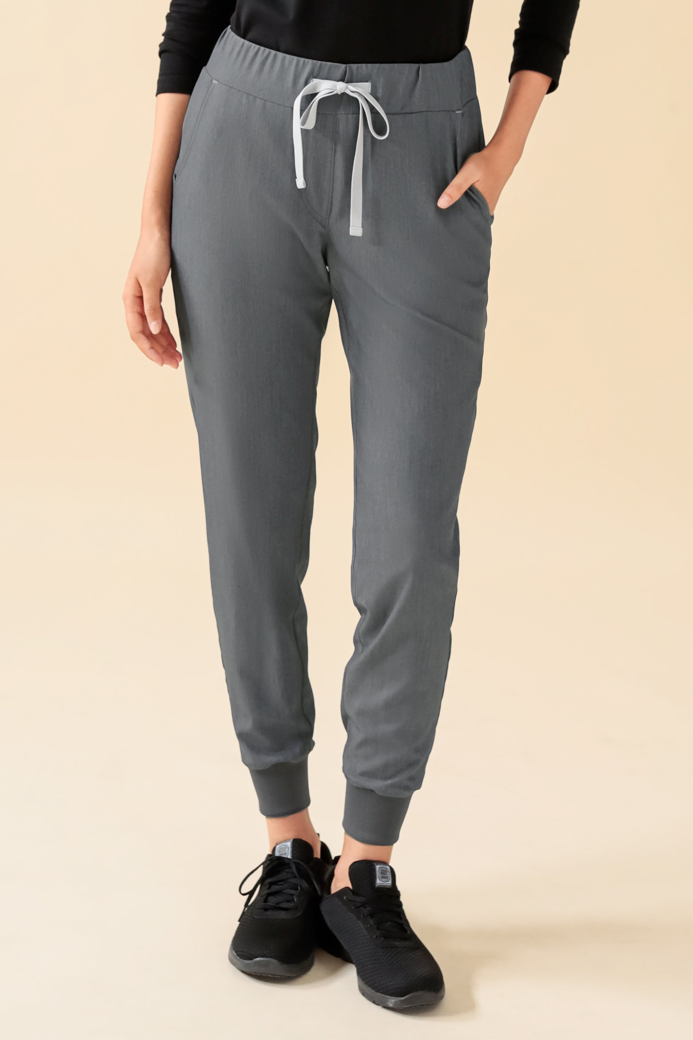 KAERE broek dames - zoom met elastische boord zonder beenzak grijs melange