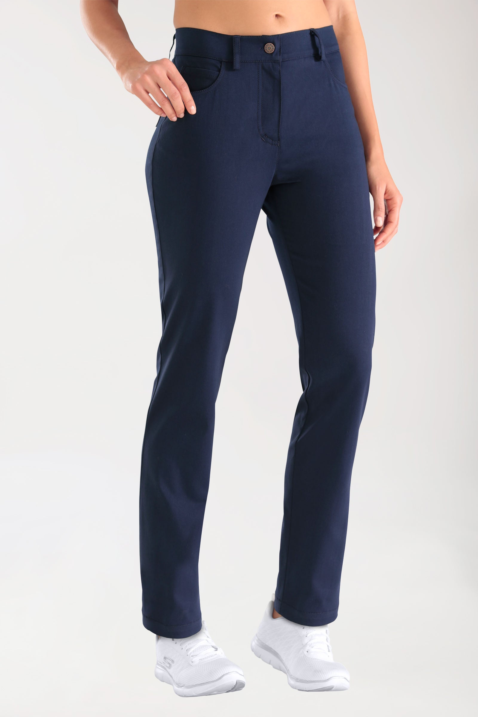 COMFY FLEX 5-pocket broek dames - rechte pijp navy