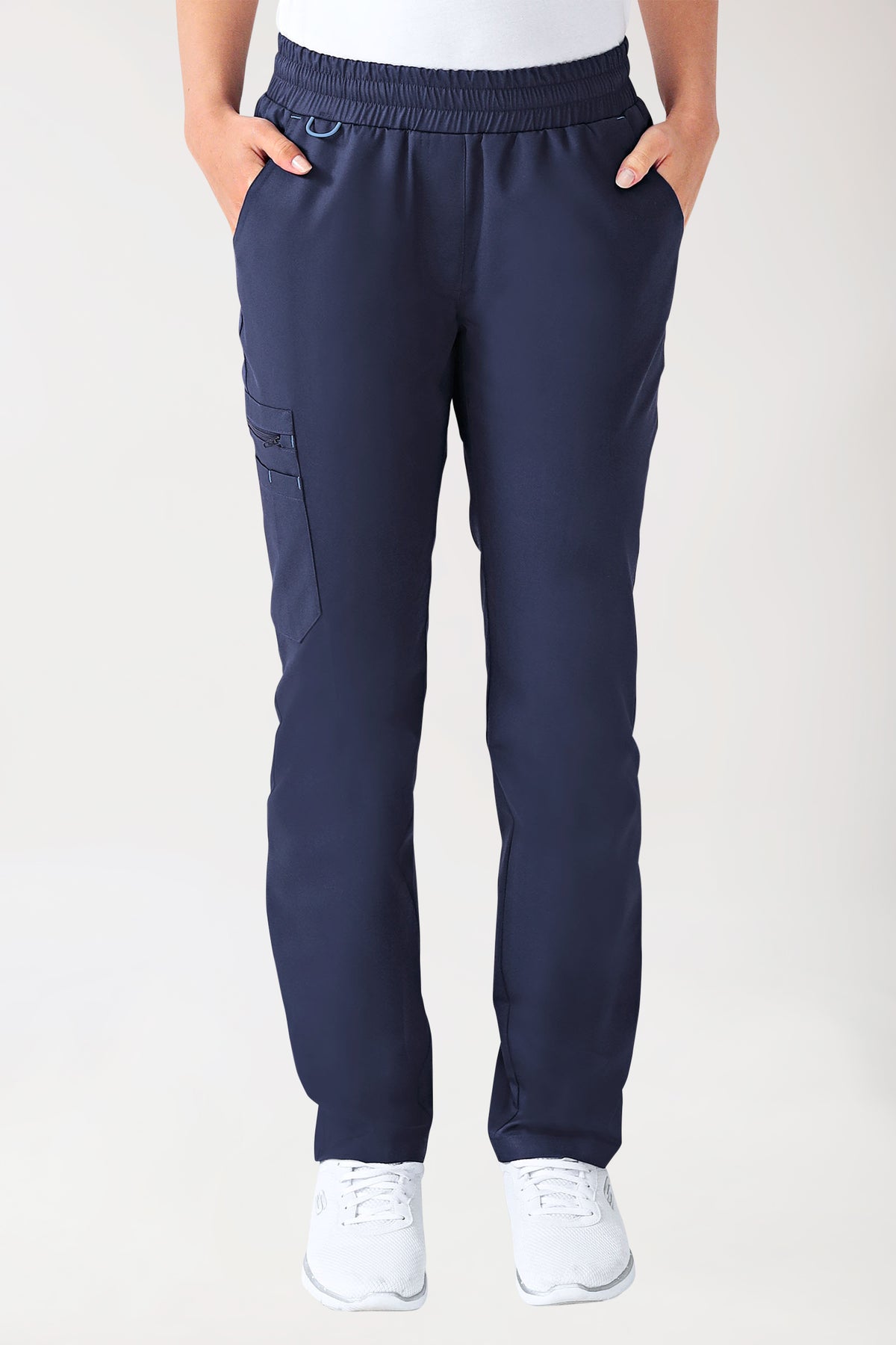 CLINIC STRETCH broek dames - korte maat navy/hemelsblauw, Voorzijde view