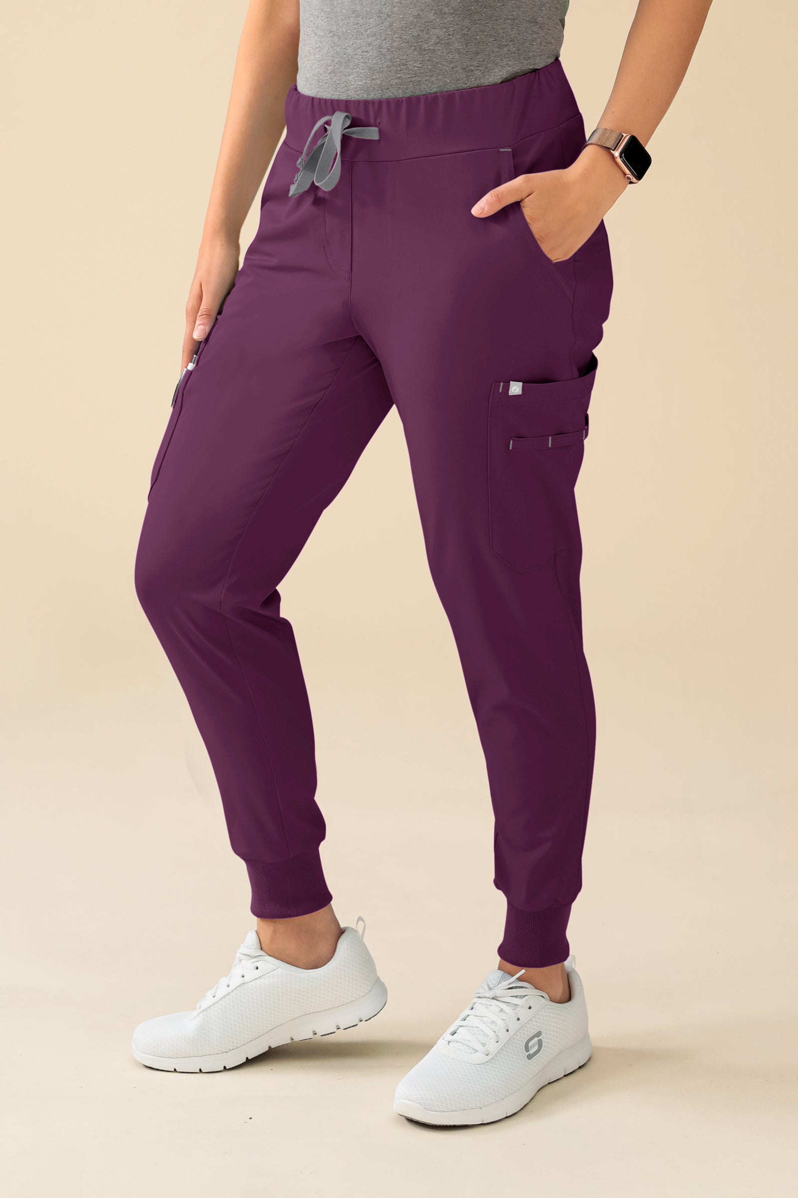KAERE broek dames - zoom met elastische boord korte maat met beenzak pruimen
