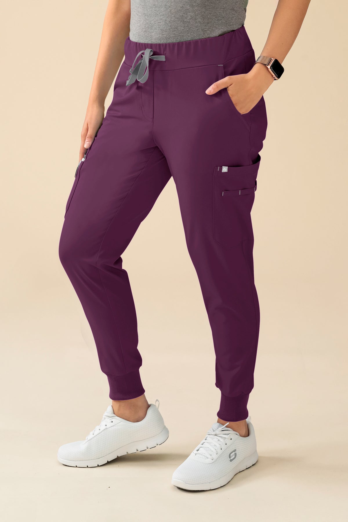 KAERE broek dames - zoom met elastische boord korte maat met beenzak pruimen, Voorzijde view