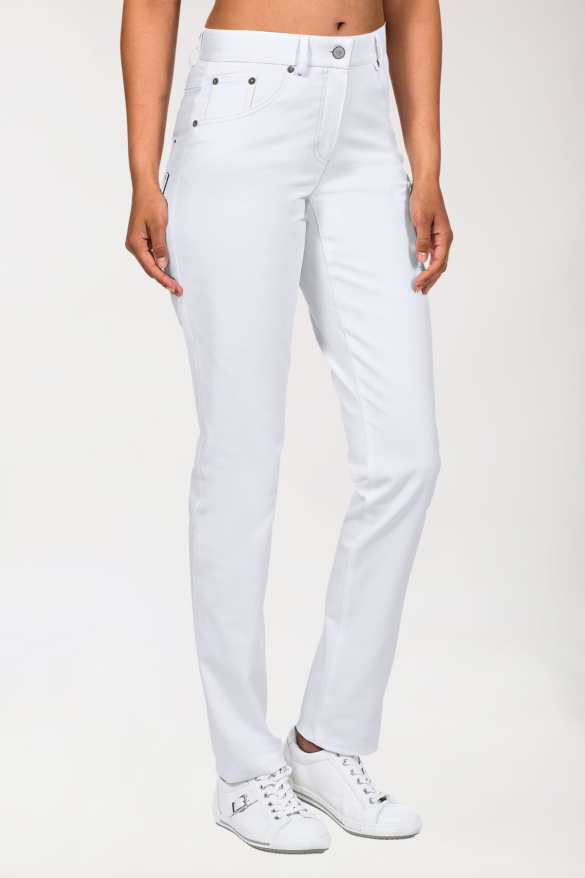 5-pocket broek dames - lange maat wit