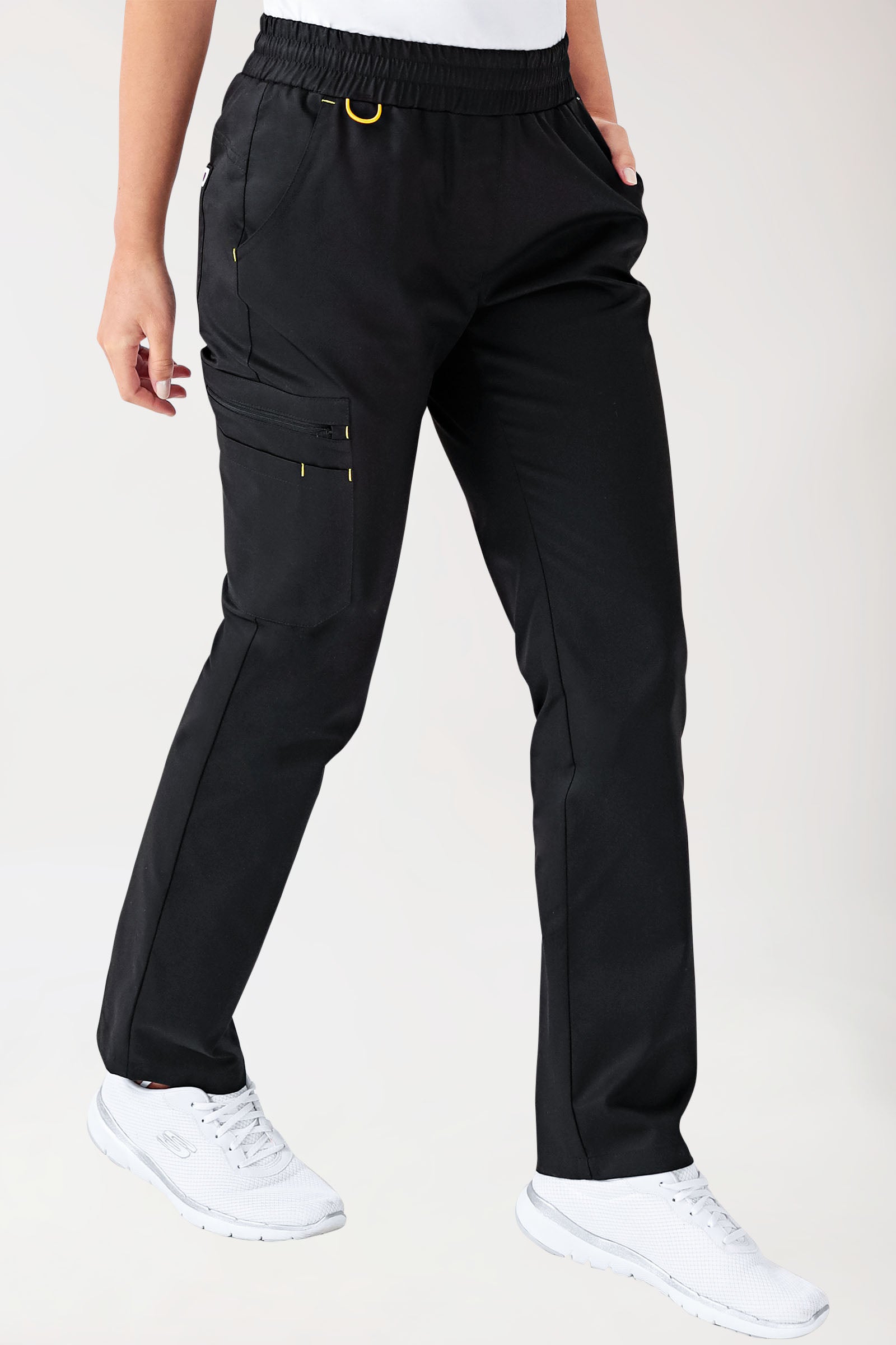 CLINIC STRETCH broek dames - zwart/geel
