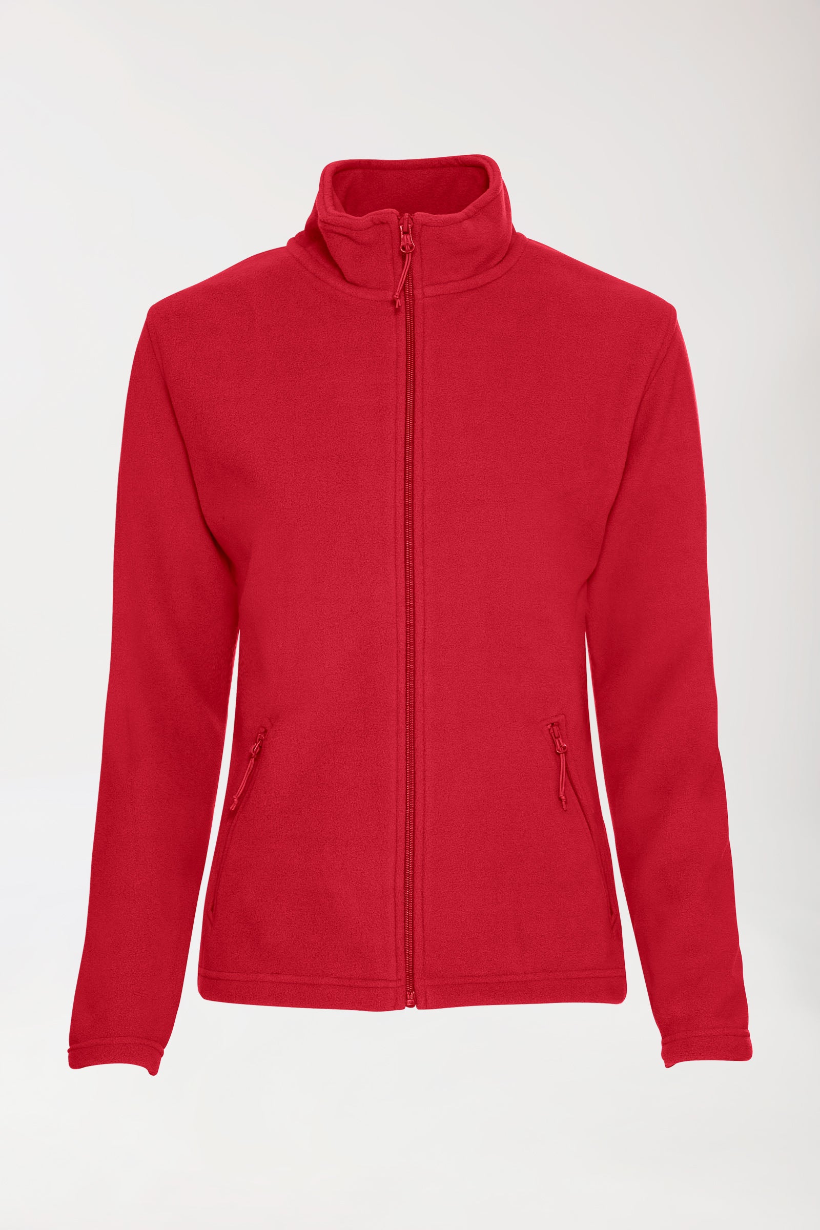 Fleecejas dames - opstaande kraag rood