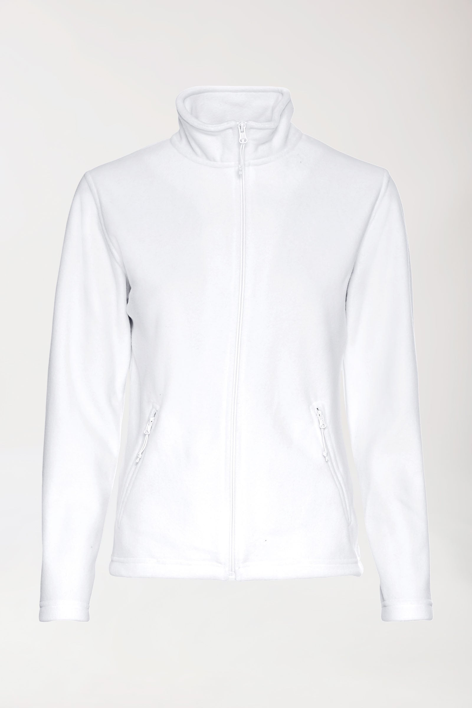 Fleecejas dames -ritssluiting- opstaande kraag wit
