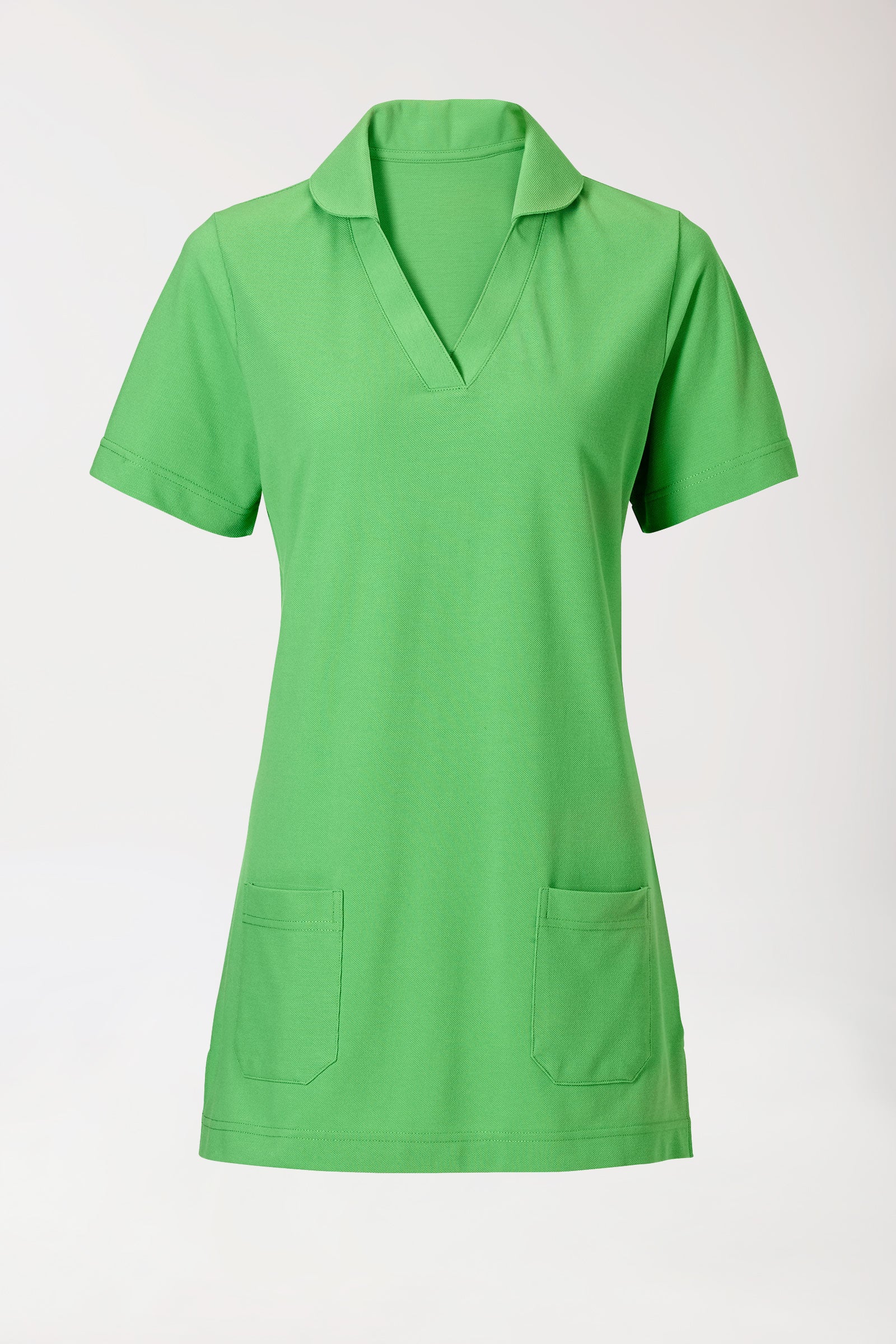 Piqué long-shirt dames - met kraag appelgroen
