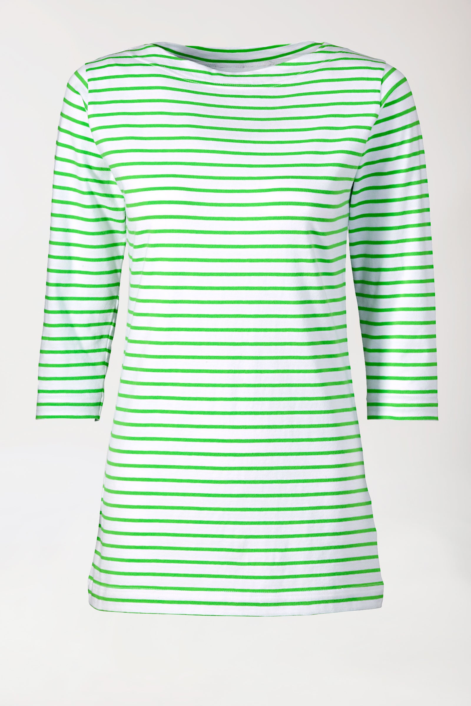 Long-shirt dames - 3/4 mouw appelgroen/wit