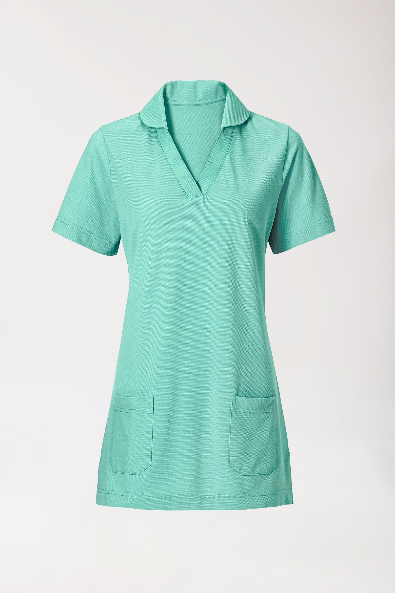 Piqué long-shirt dames - met kraag aqua green