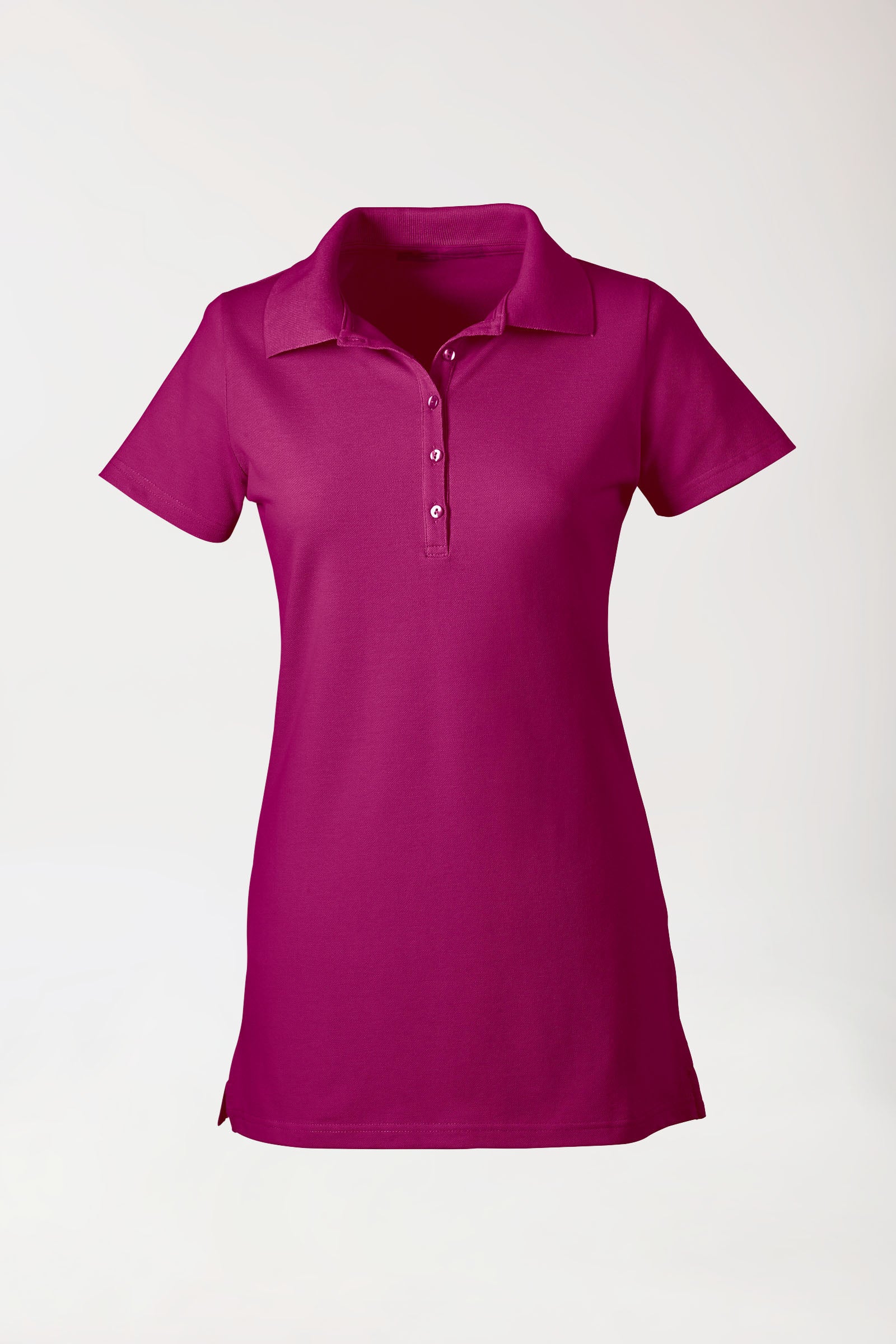 Stretch longshirt dames - polokraag berry