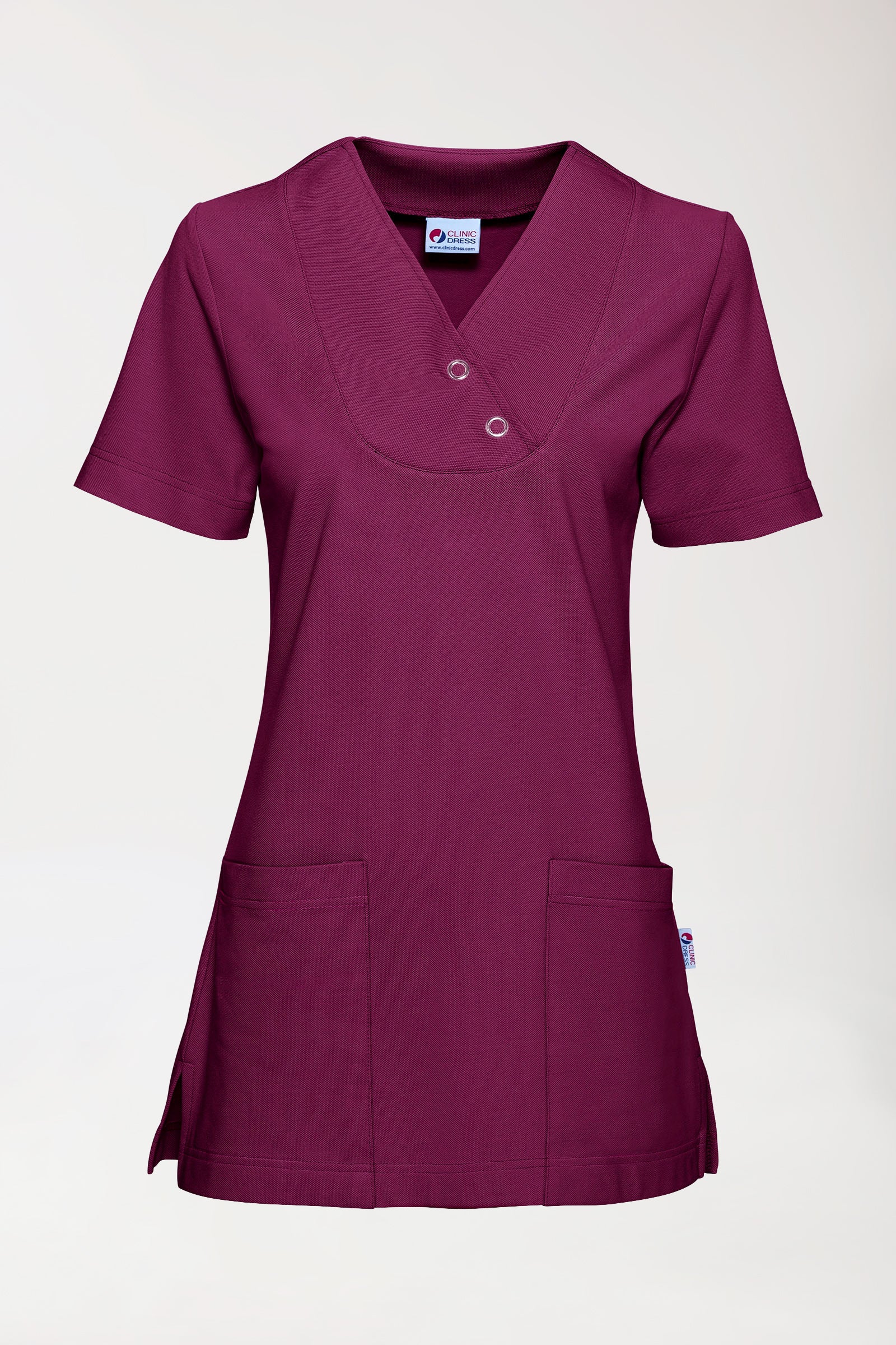 Piqué long-shirt dames - V-hals berry