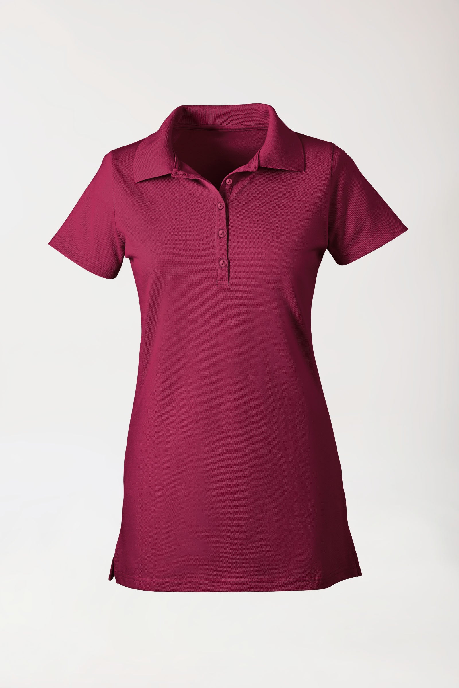 Stretch longshirt dames - polokraag bordeaux