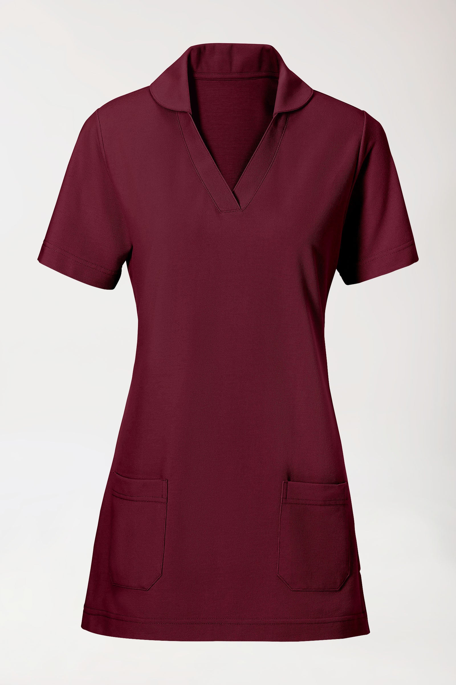Piqué long-shirt dames - met kraag bordeaux