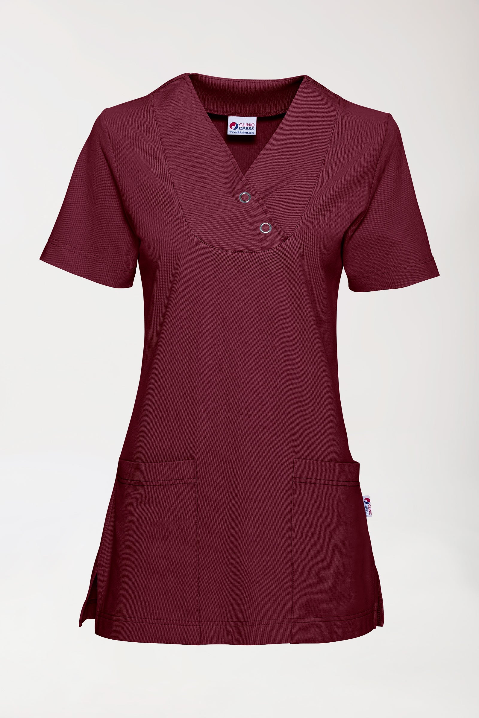 Piqué long-shirt dames - V-hals bordeaux