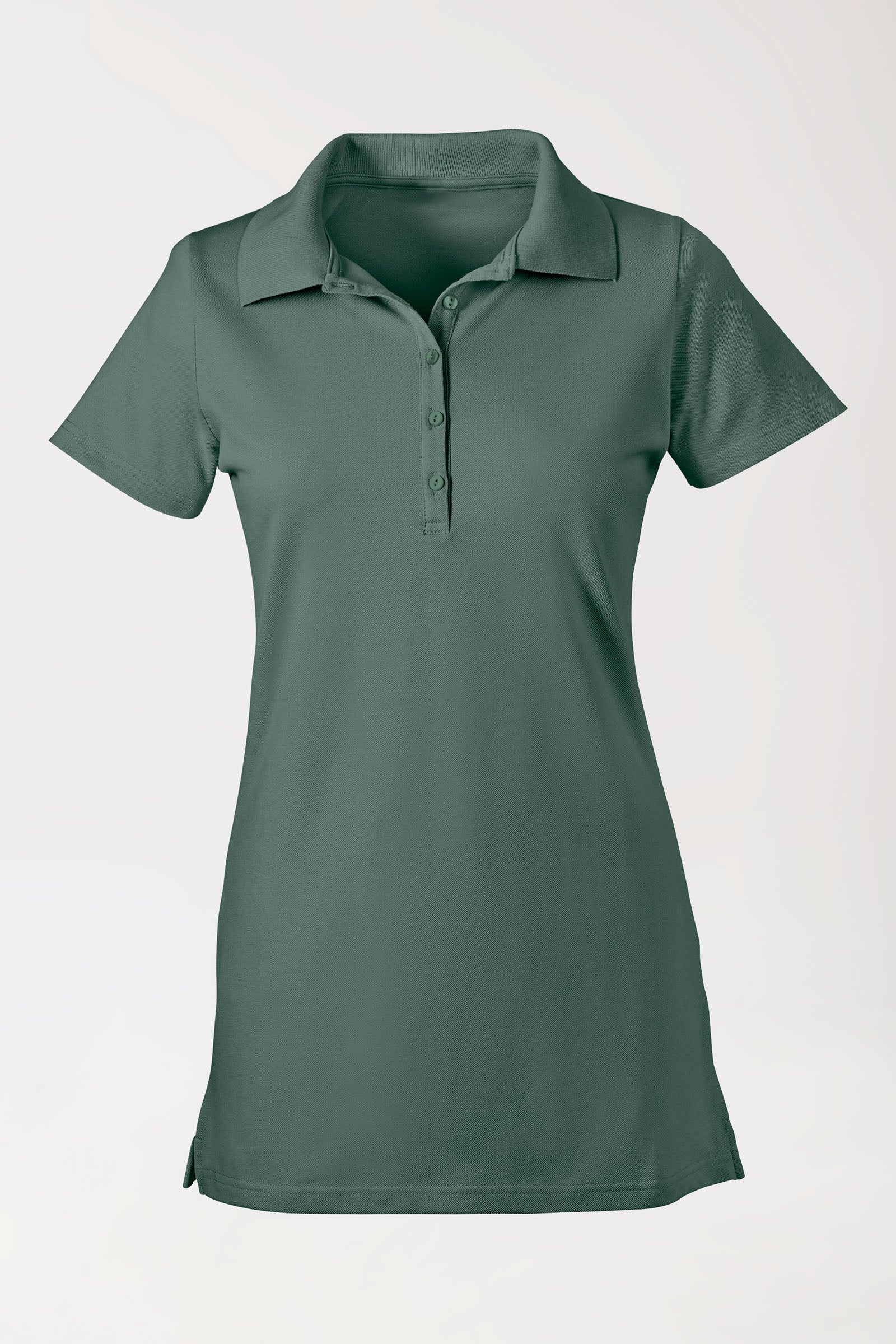 Stretch longshirt dames - polokraag donkergroen