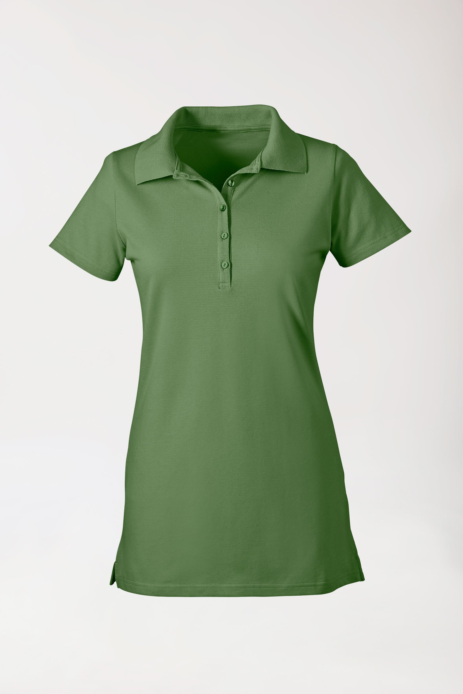 Stretch longshirt dames - polokraag grasgroen