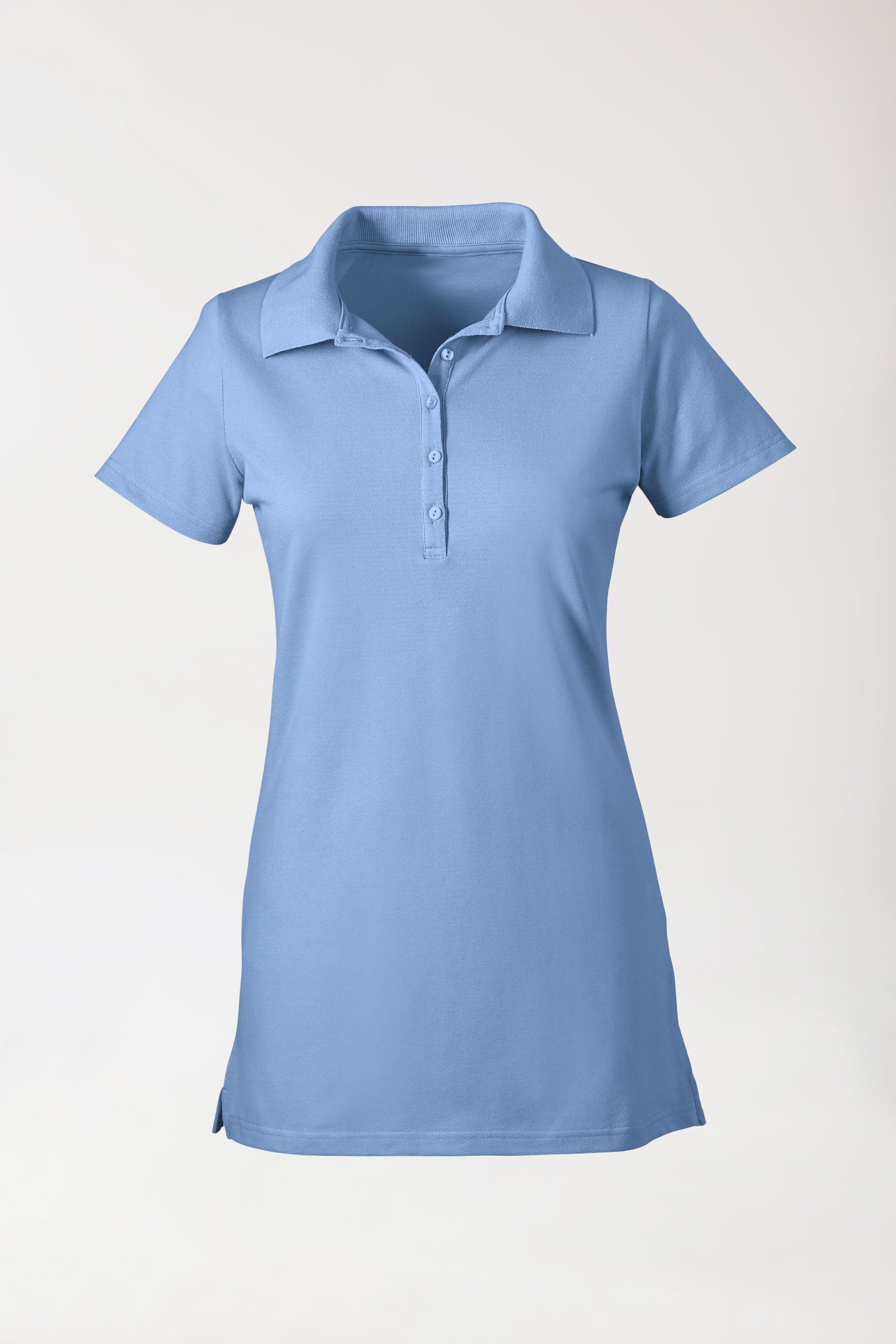 Stretch longshirt dames - polokraag hemelsblauw