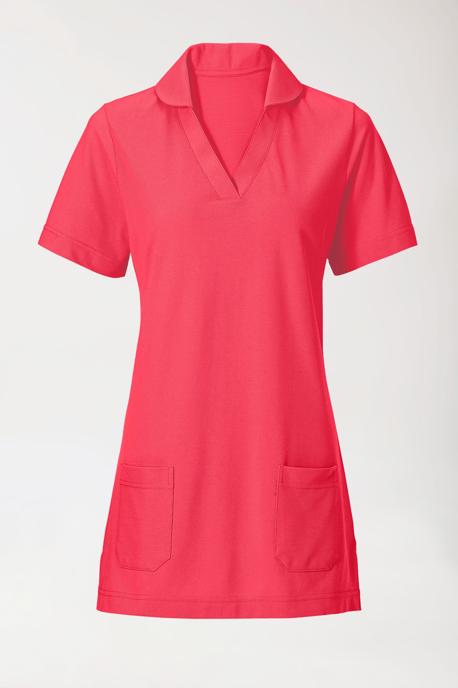 Piqué long-shirt dames - met kraag lipstick