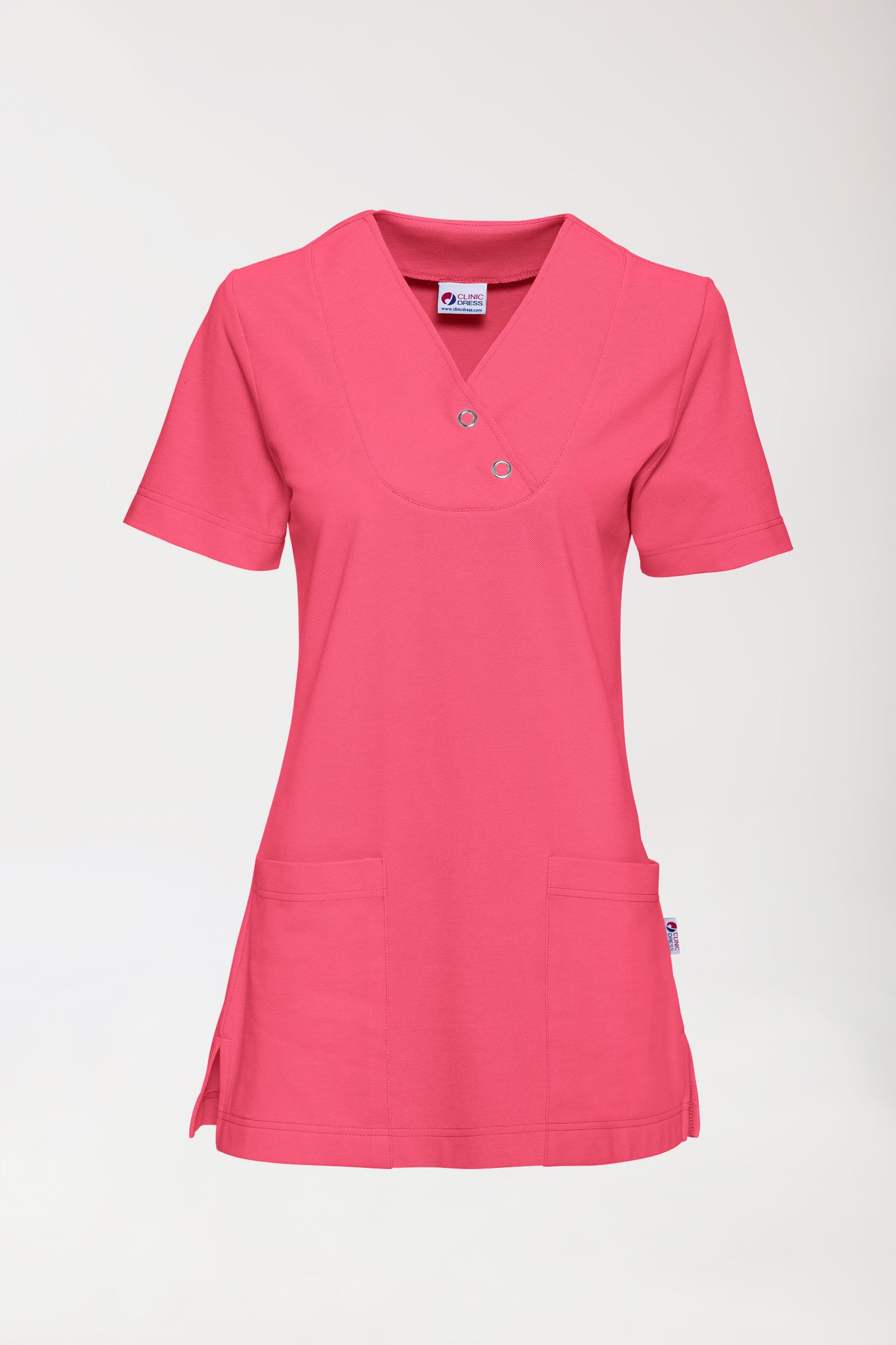 Piqué long-shirt dames - V-hals lipstick