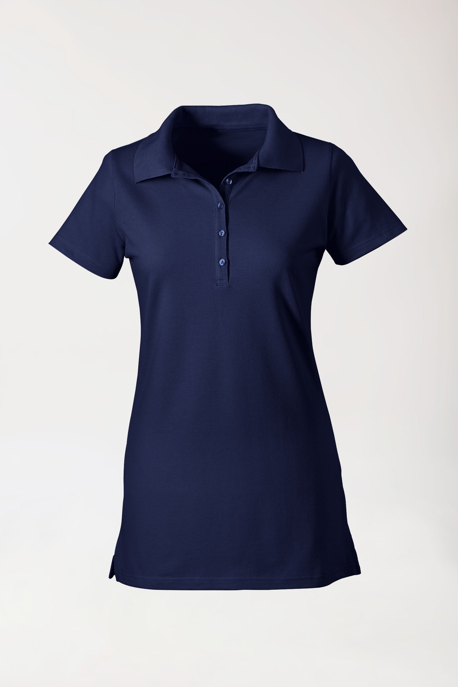 Stretch longshirt dames - polokraag navy
