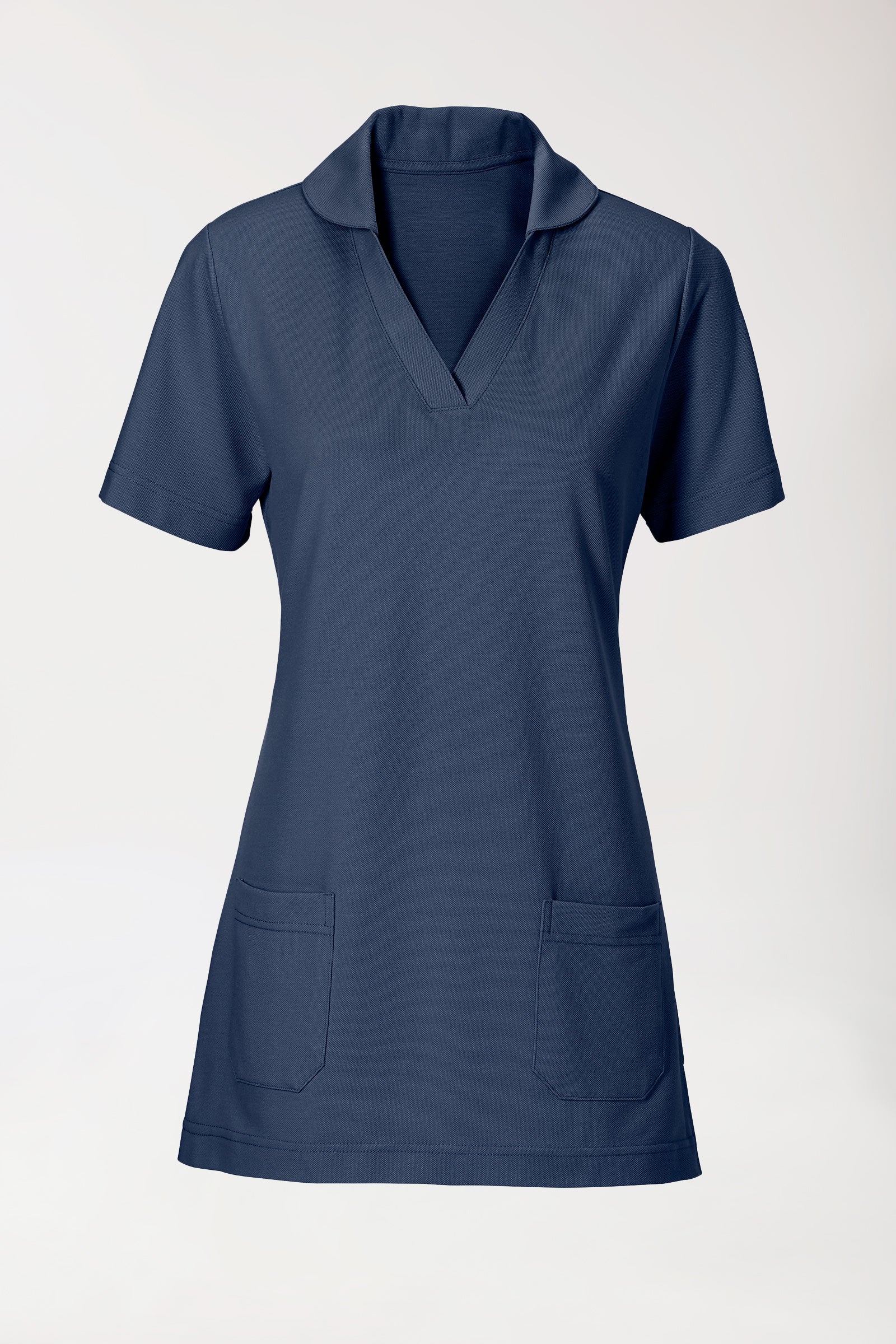 Piqué long-shirt dames - met kraag navy