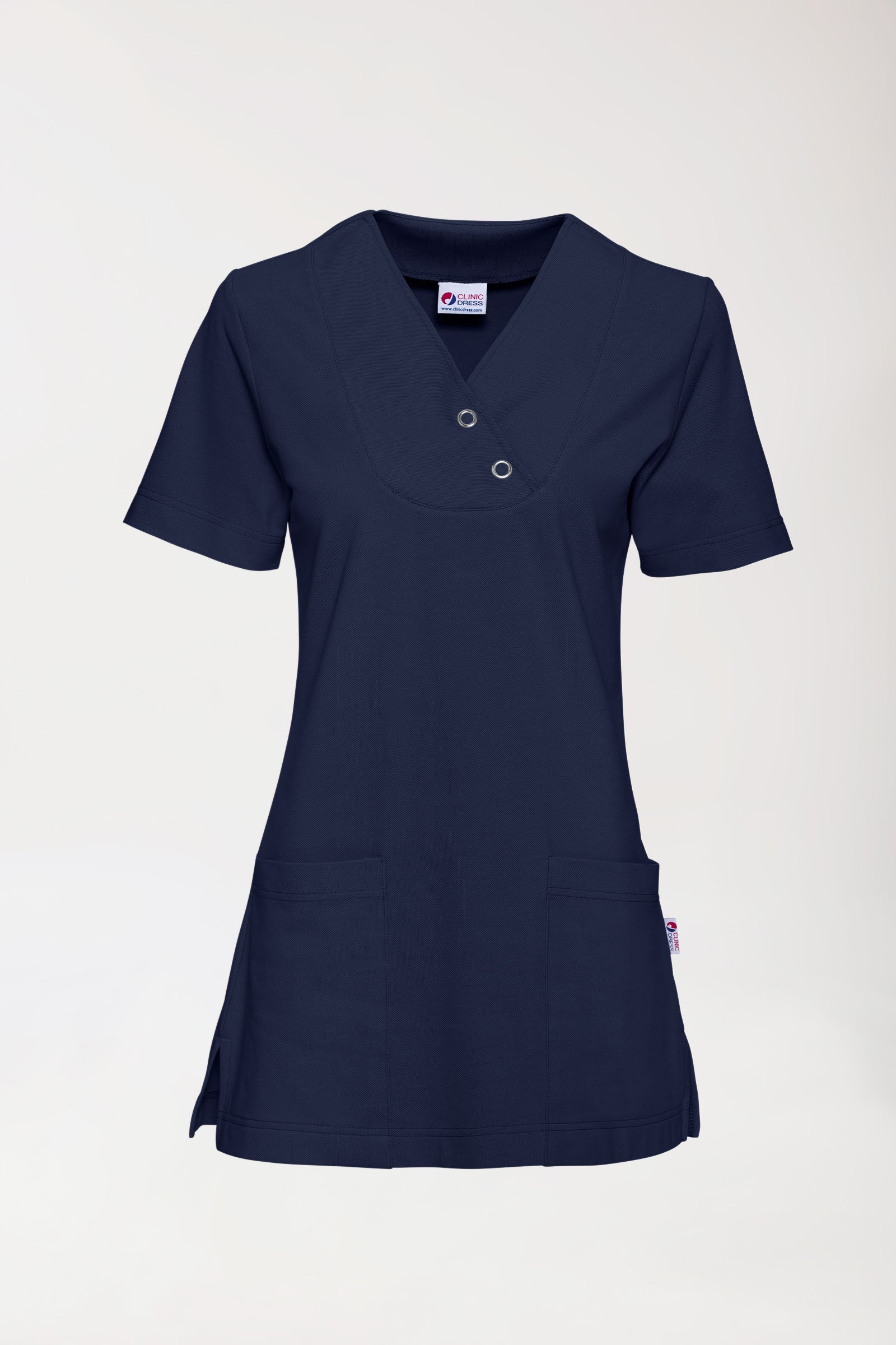 Piqué long-shirt dames - V-hals navy