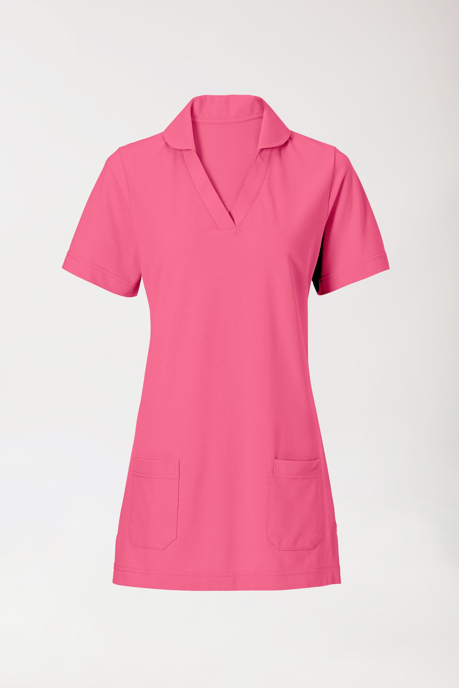 Piqué long-shirt dames - met kraag oudrose