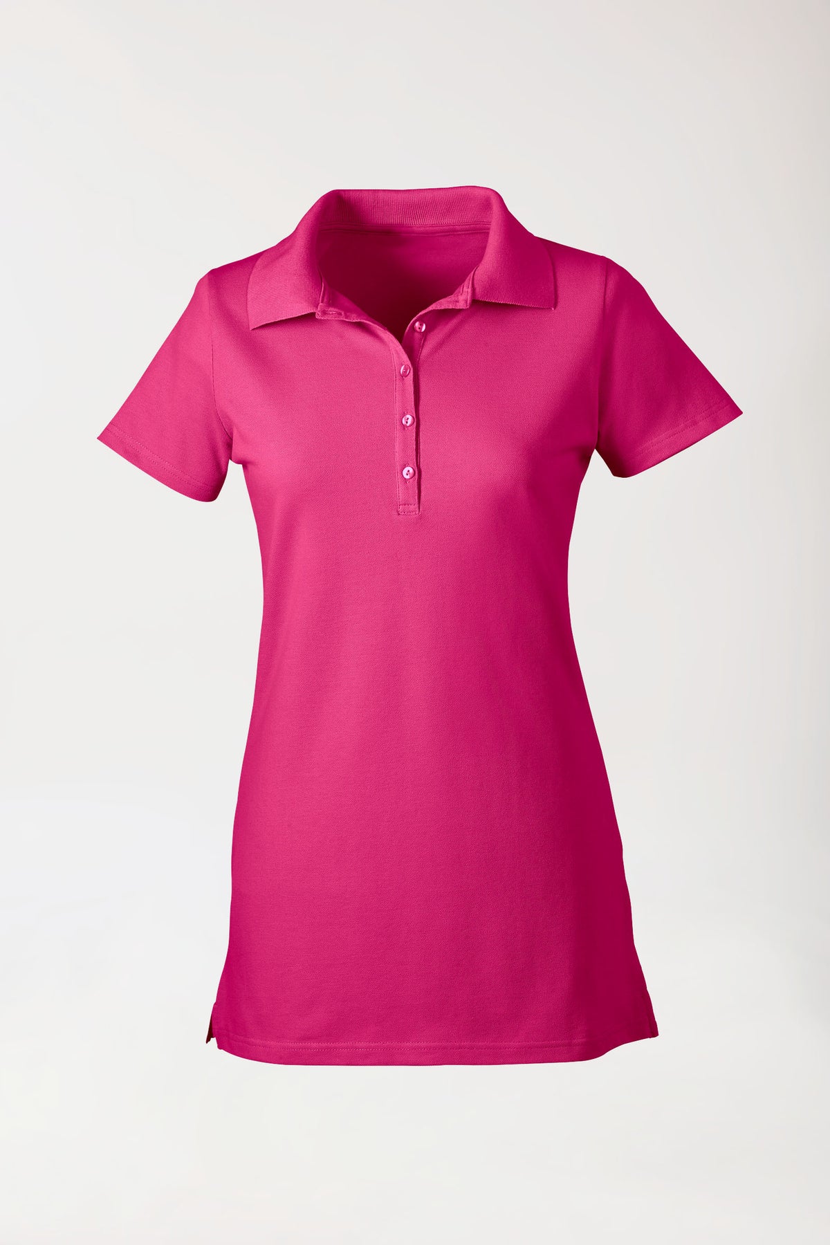 Stretch longshirt dames - polokraag pink