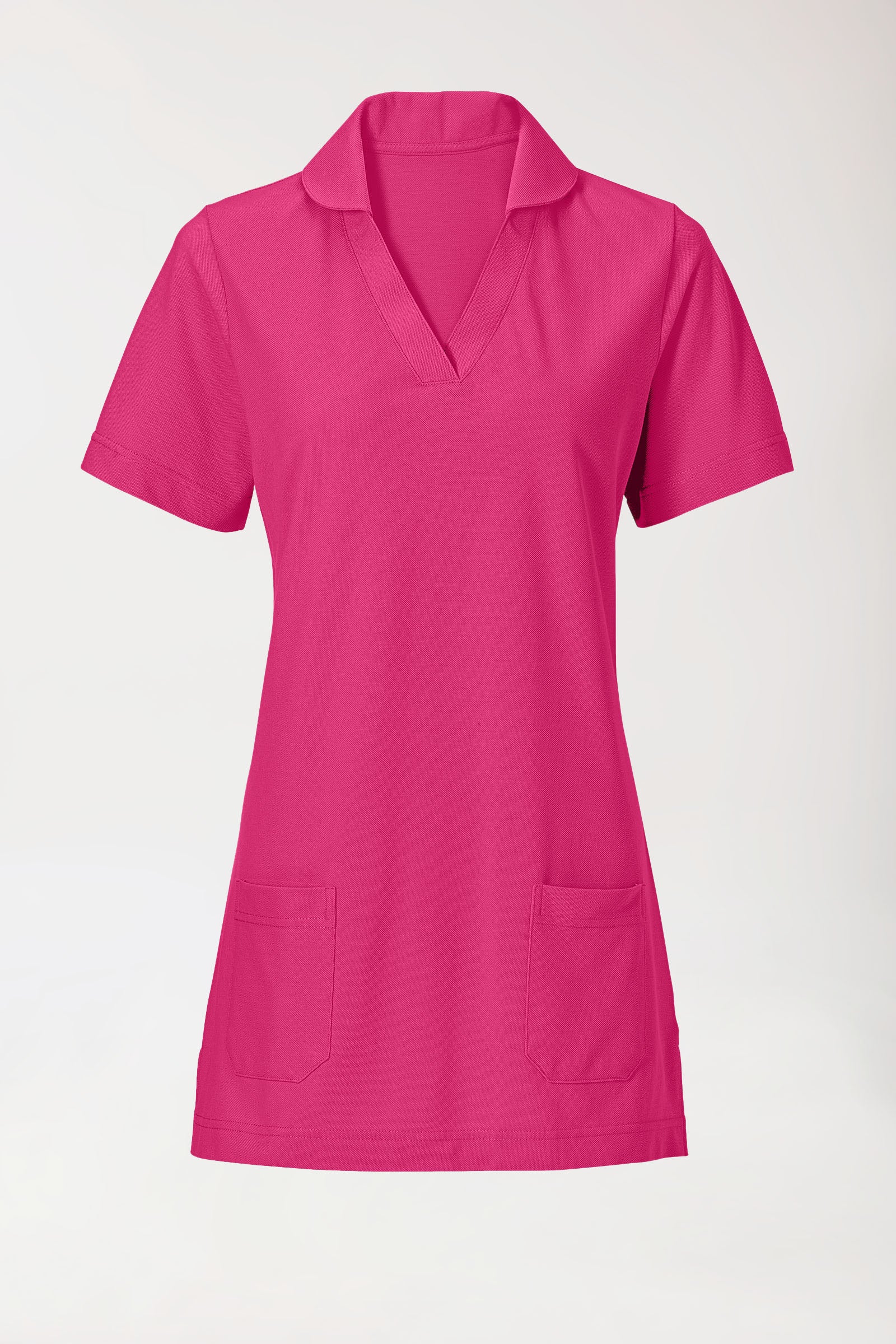 Piqué long-shirt dames - met kraag pink