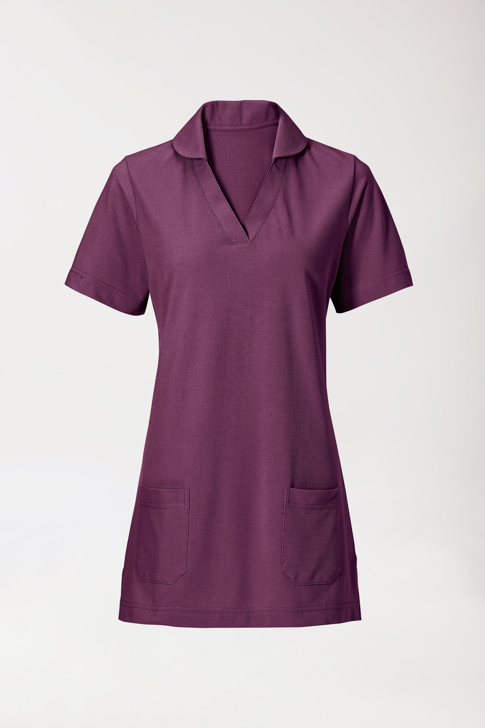 Piqué long-shirt dames - met kraag pruimen