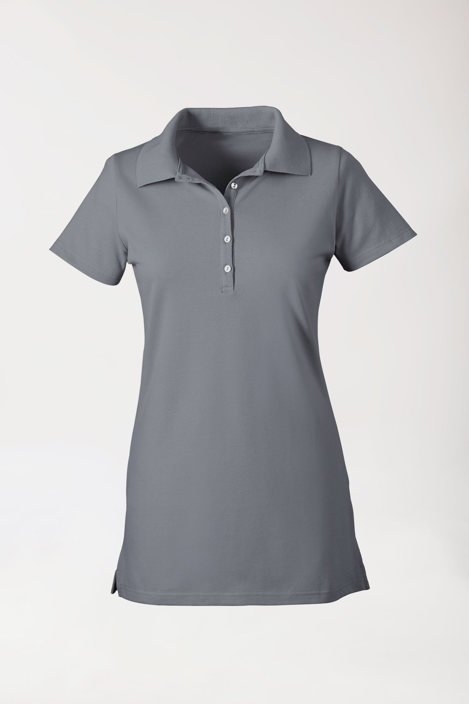 Stretch longshirt dames - polokraag steengrijs