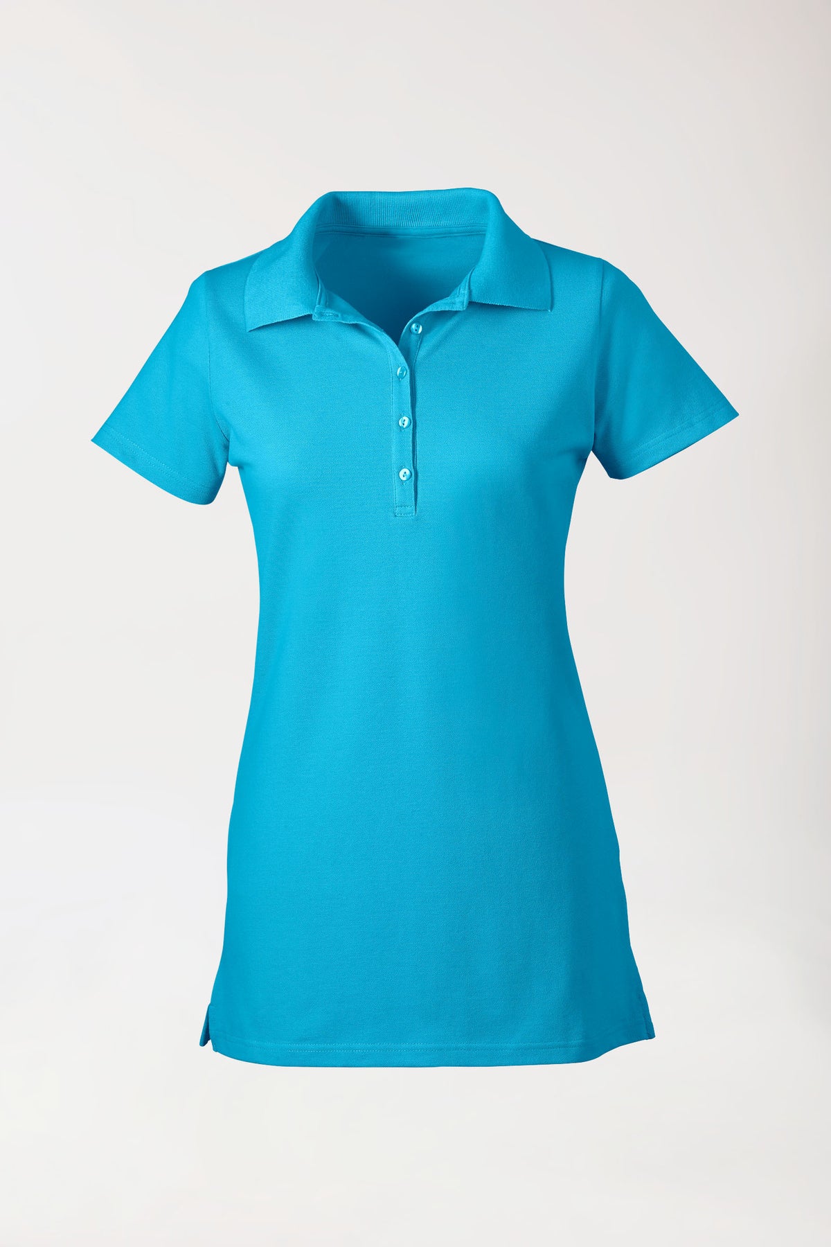 Stretch longshirt dames - polokraag turquoise