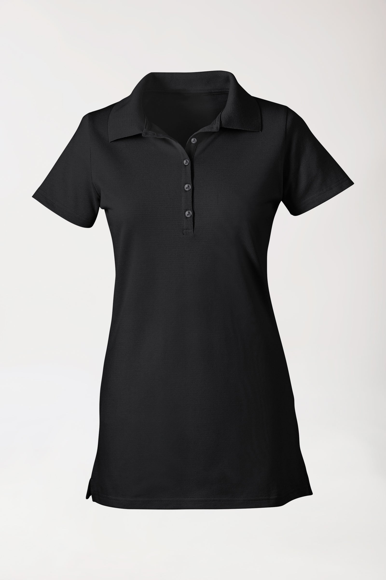 Stretch longshirt dames - polokraag zwart