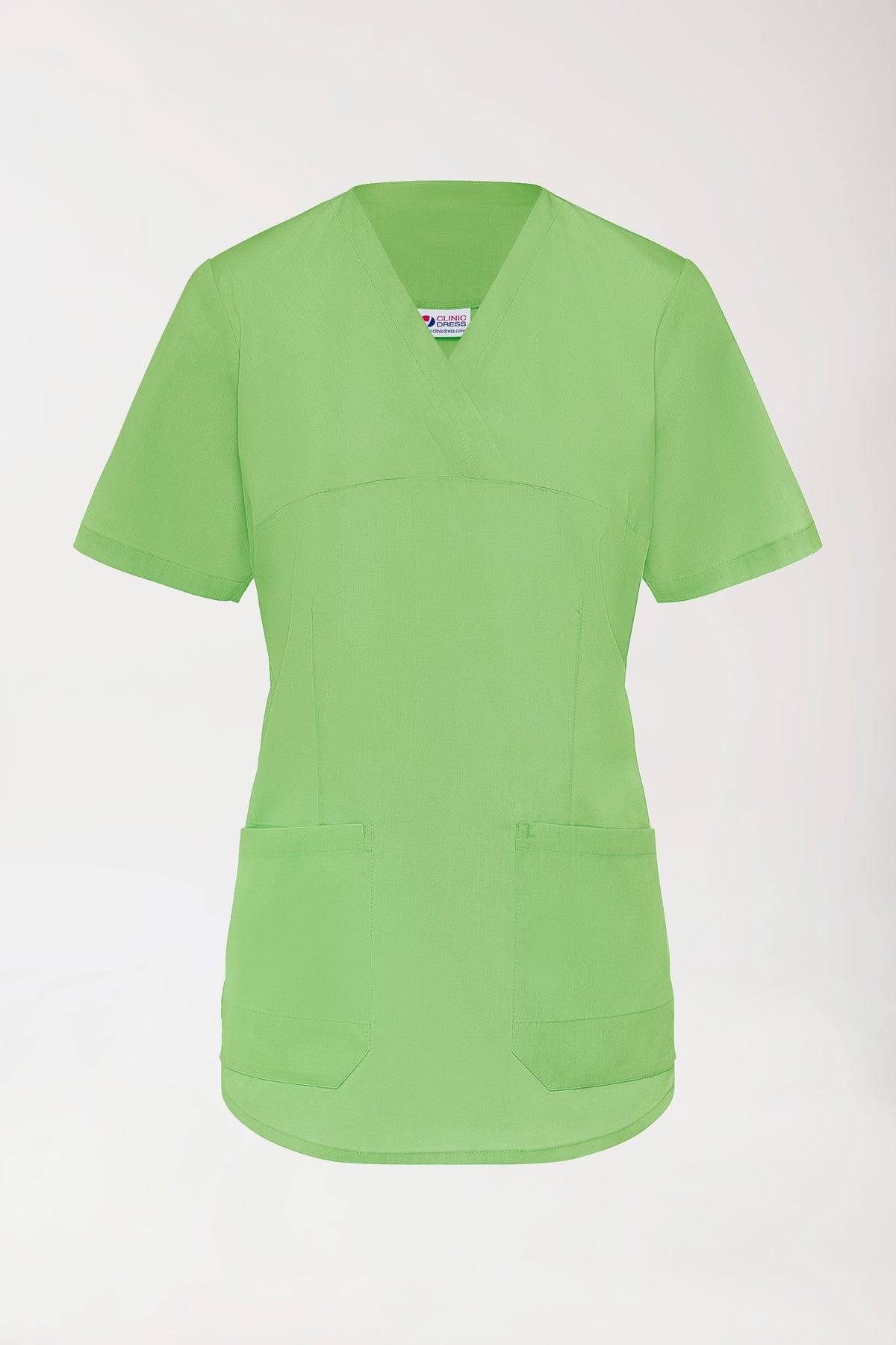 Stretch longshirt dames - V-hals appelgroen
