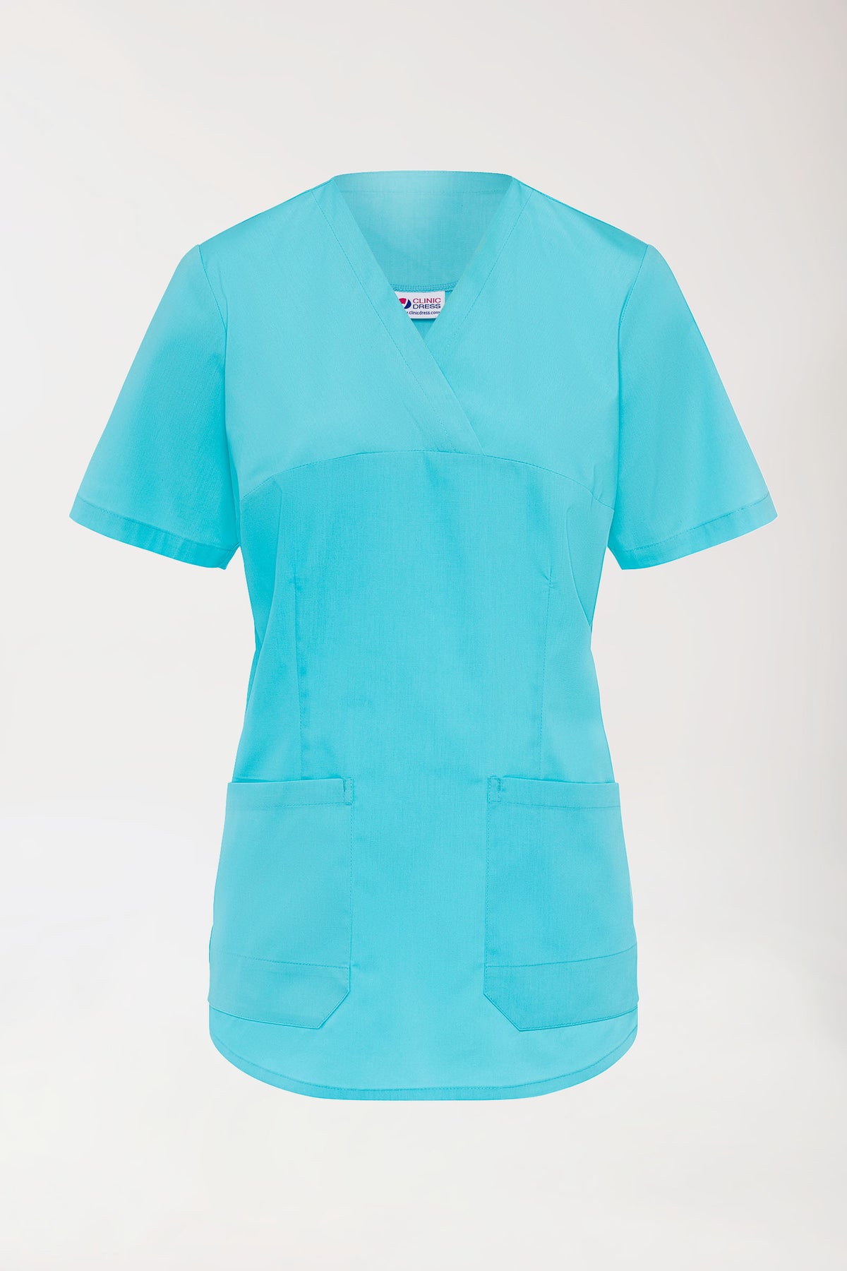 Stretch longshirt dames - V-hals blue curaçao