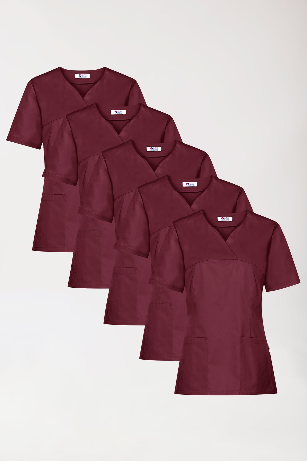 CORE oversteektuniek dames -5-pack- hartvormige hals bordeaux