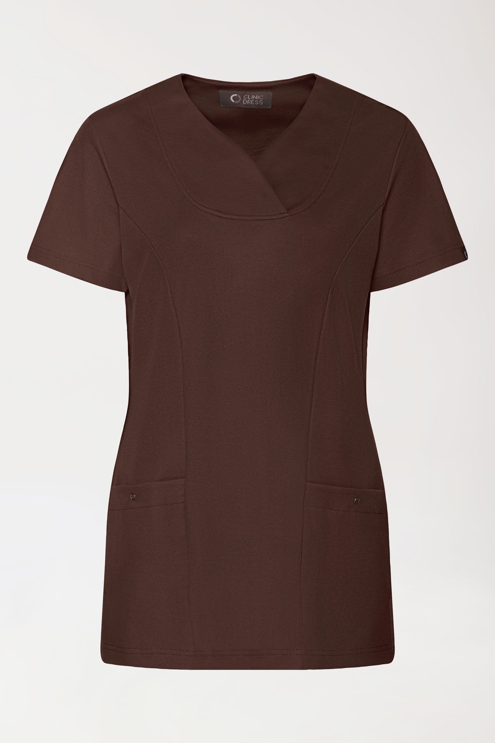 COMFY FLEX stretch oversteektuniek dames - hartvormige hals coffee, Voorzijde view
