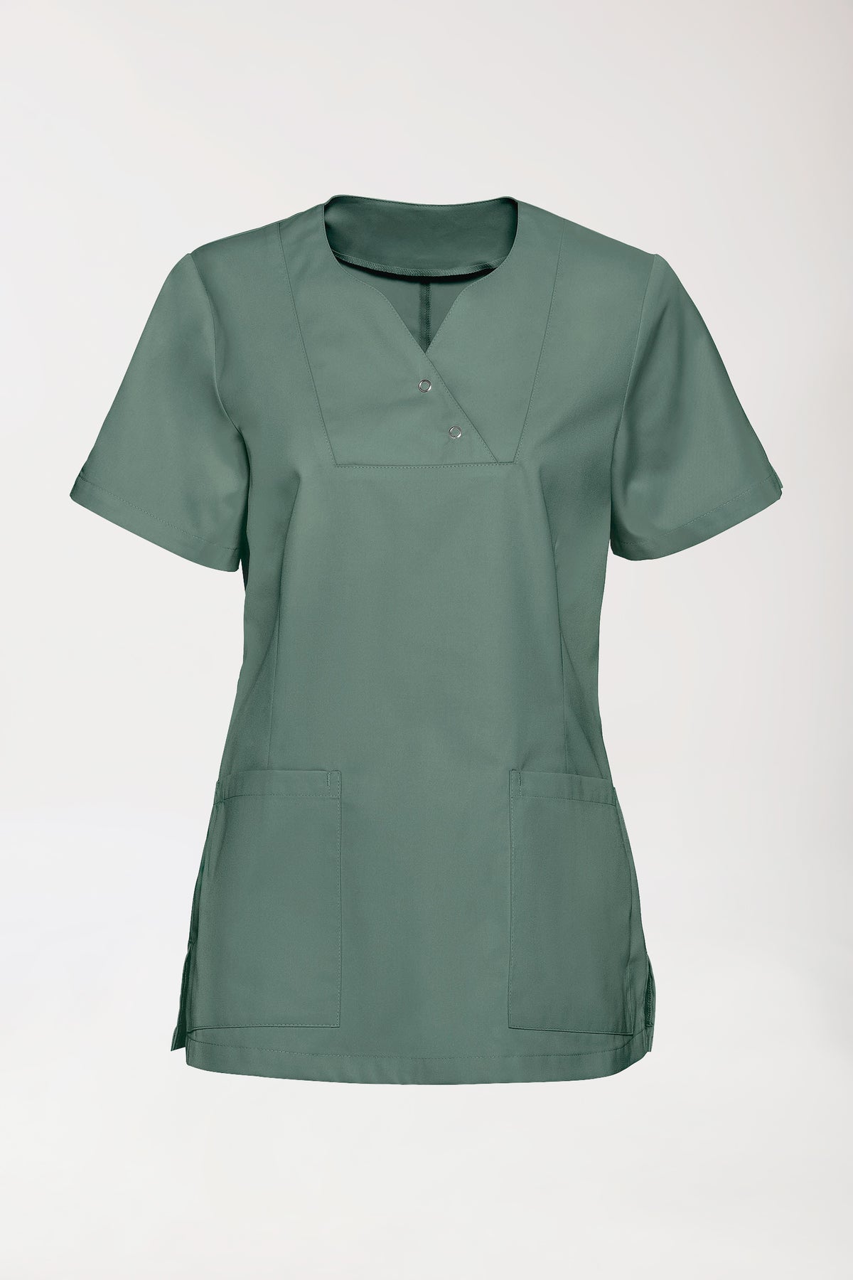CORE oversteektuniek dames curved fit - met drukknopen donkergroen, Voorzijde view