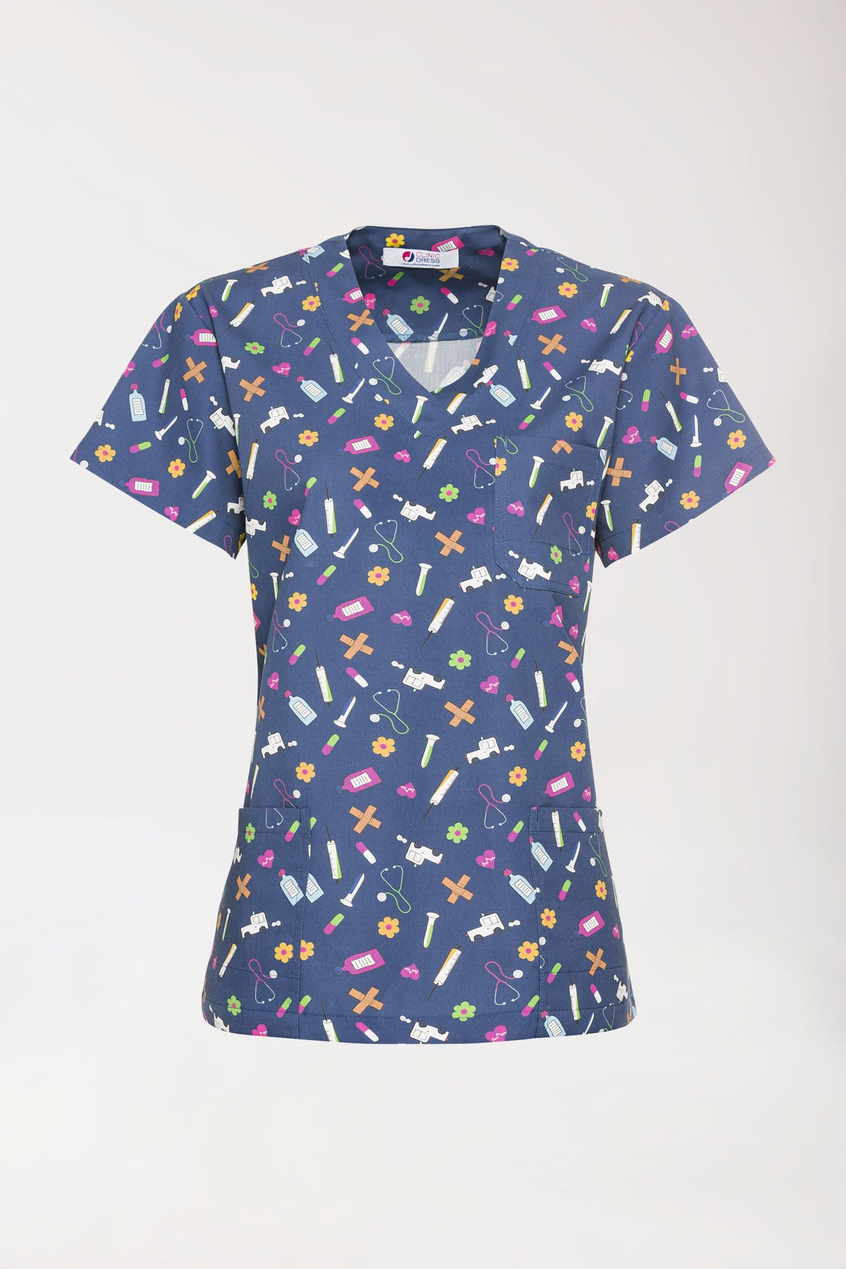 Lichte oversteektuniek - all-over print navy/bont