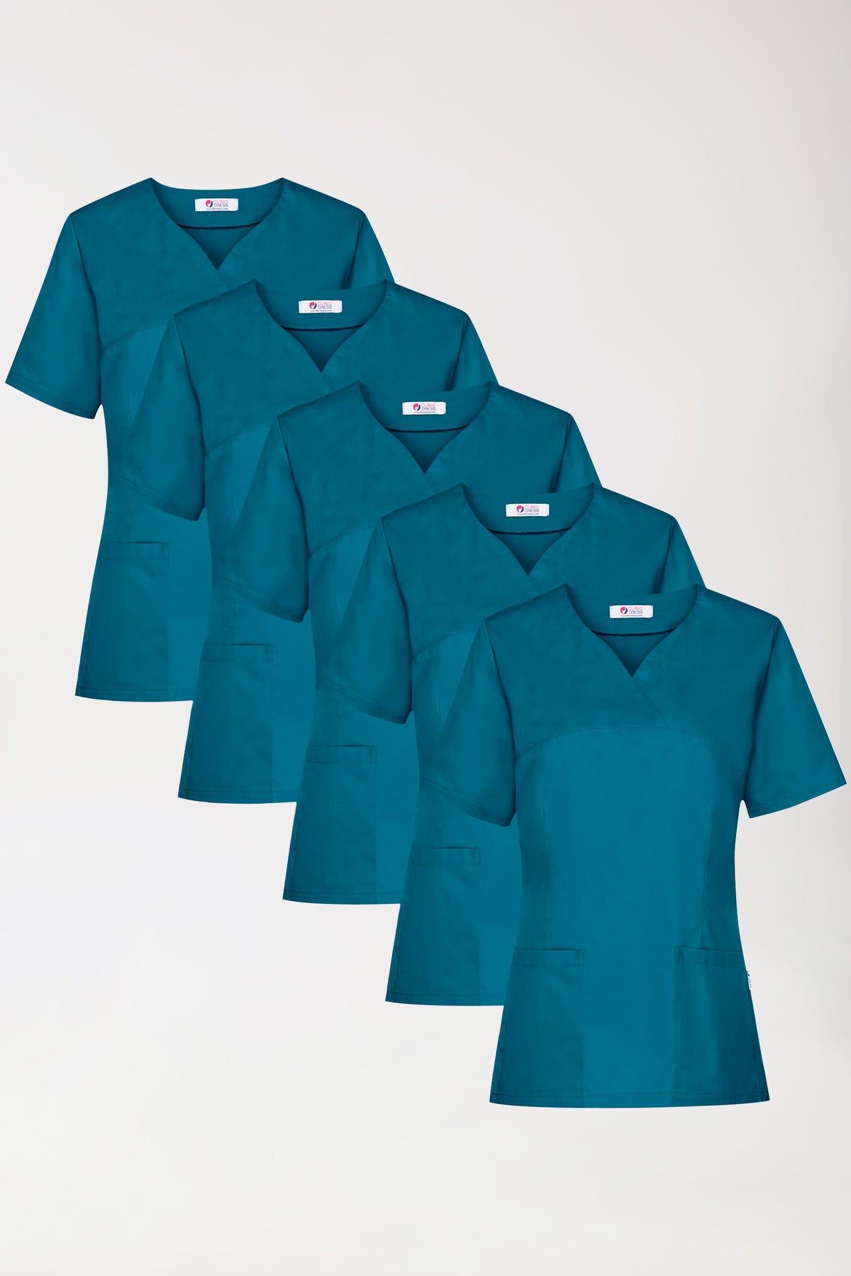 CORE oversteektuniek dames -5-pack- hartvormige hals petrol