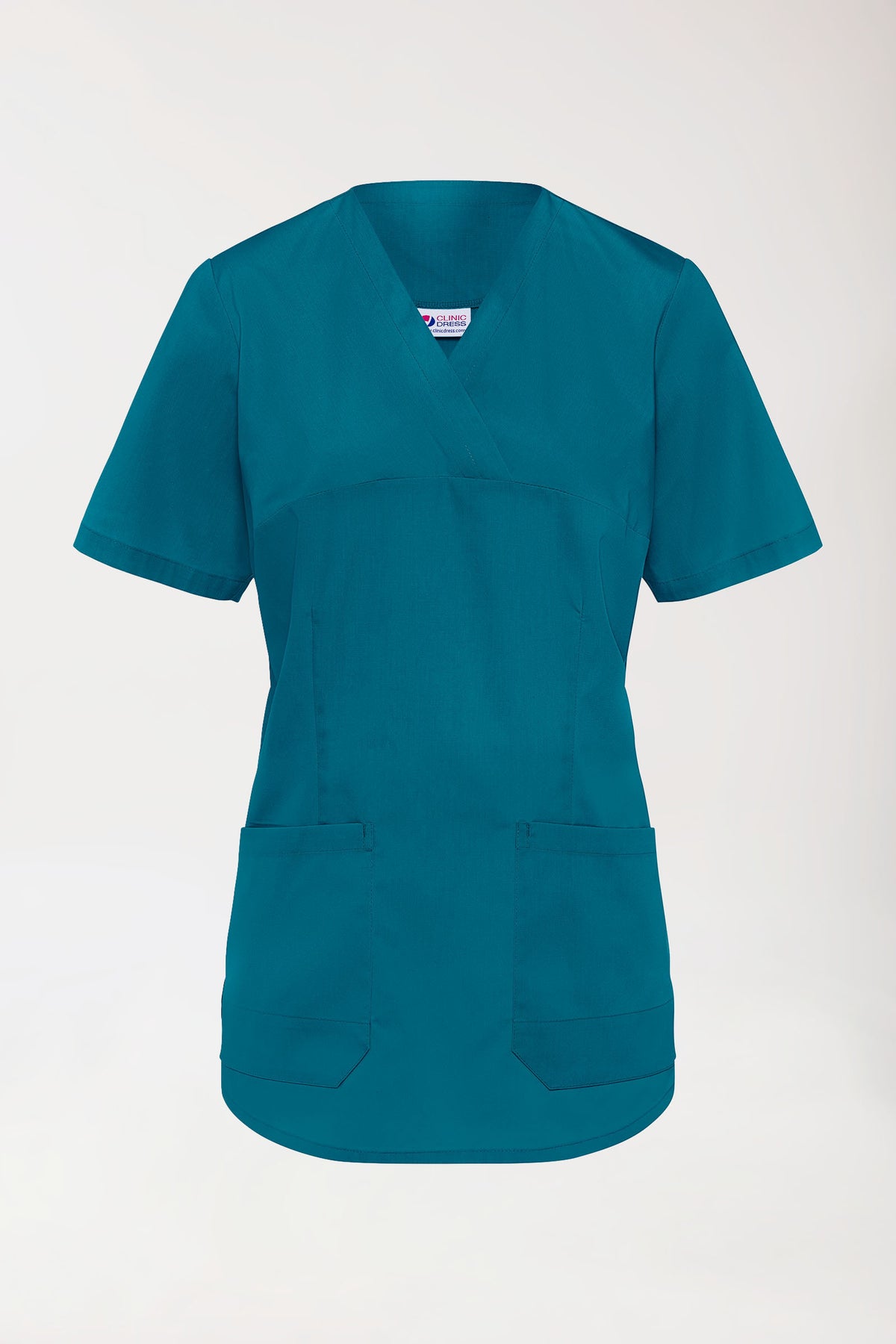 Stretch longshirt dames - V-hals petrol, Voorzijde view