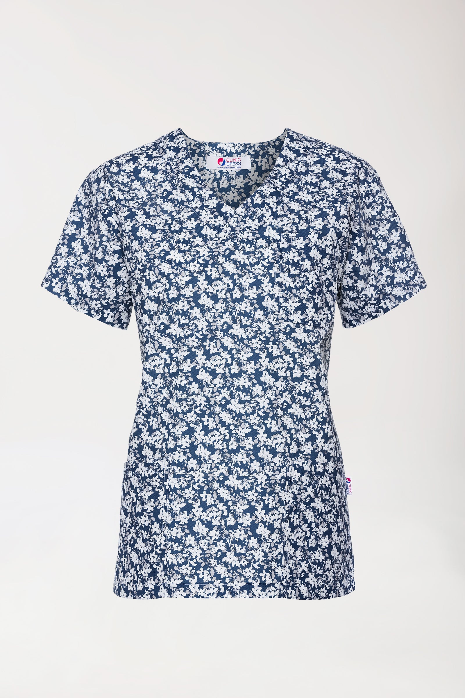 Lichte oversteektuniek - all-over print wit/blauw/grijs