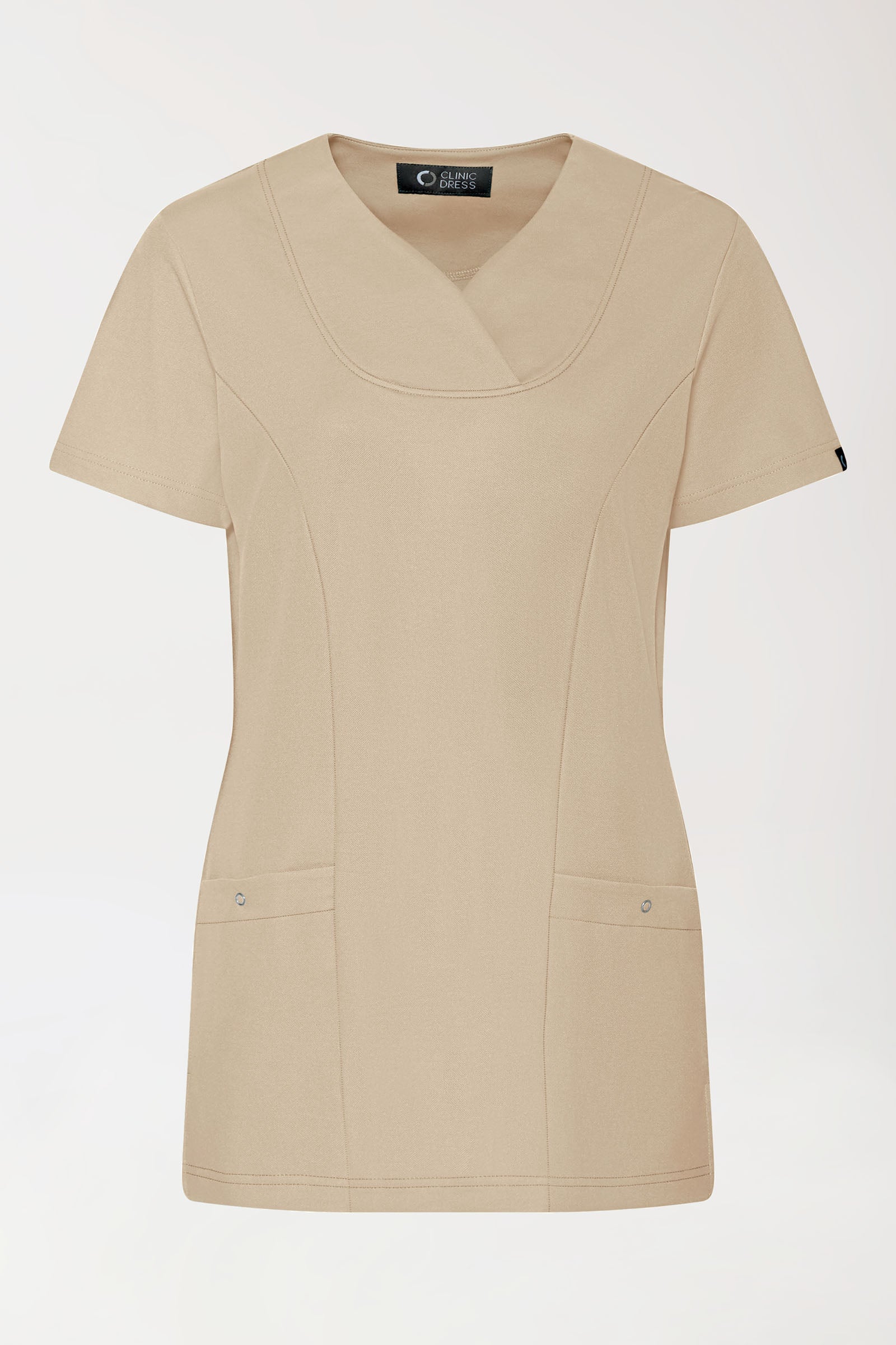 COMFY FLEX stretch oversteektuniek dames - hartvormige hals zand